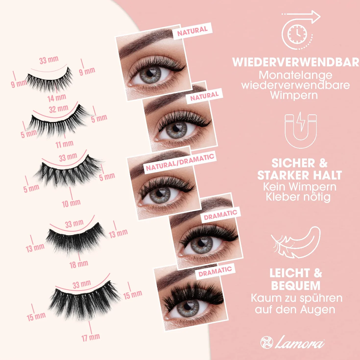 Zestaw sztucznych rzęs magnetycznych, magnetyczne rzęsy z eyelinerem, naturalne, do wielokrotnego użytku, w zestawie lusterko, szczypce do rzęs i opakowanie na prezent