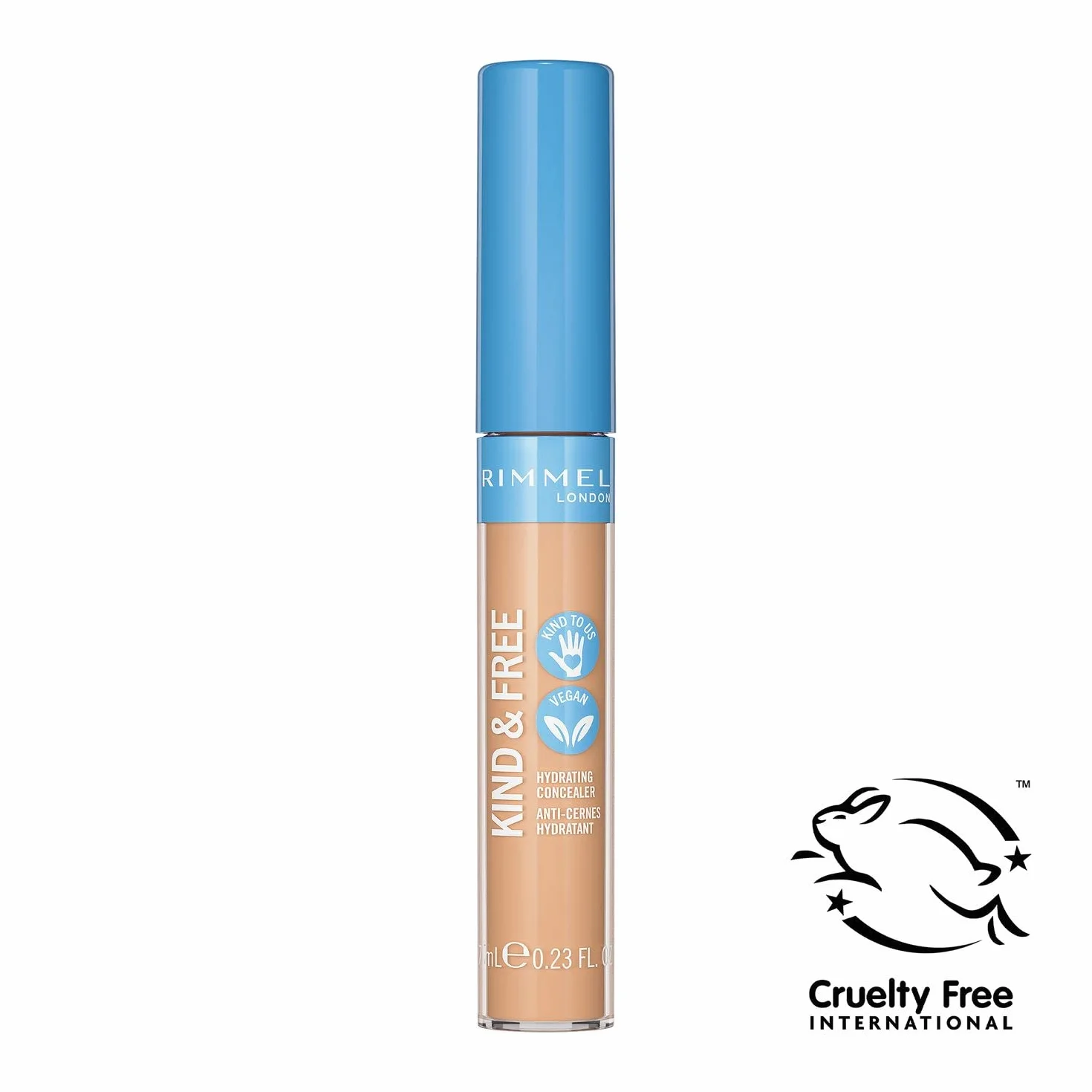 Rimmel KIND&FREE - wegański korektor nawilżający, płynny korektor do cieni pod oczami, testowany dermatologicznie, nr 10 Fair, 7ml