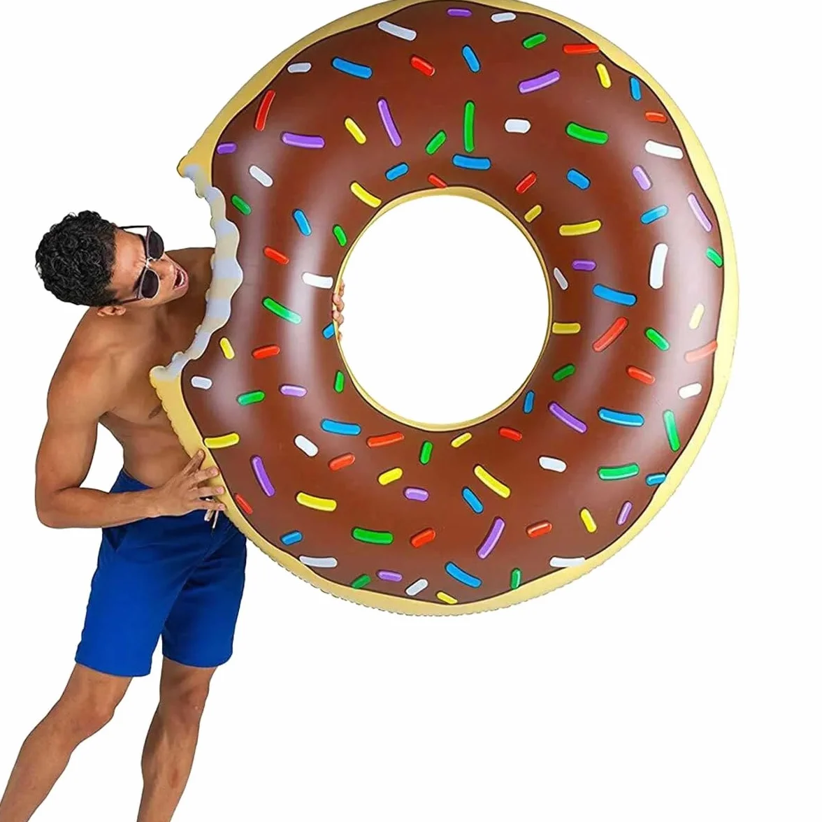 Martom Donut brązowe koło do pływania na plaży, dla dorosłych, duży nadmuchiwany pączek, koło do pływania, na lato, zabawka wodna dla dzieci i dorosłych