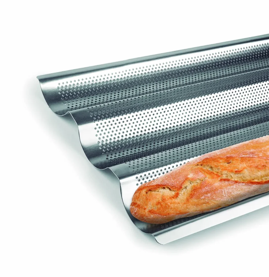 Ibili, 682103, forma do 3 bagietek lub ciastek dachówek, ze stali nierdzewnej