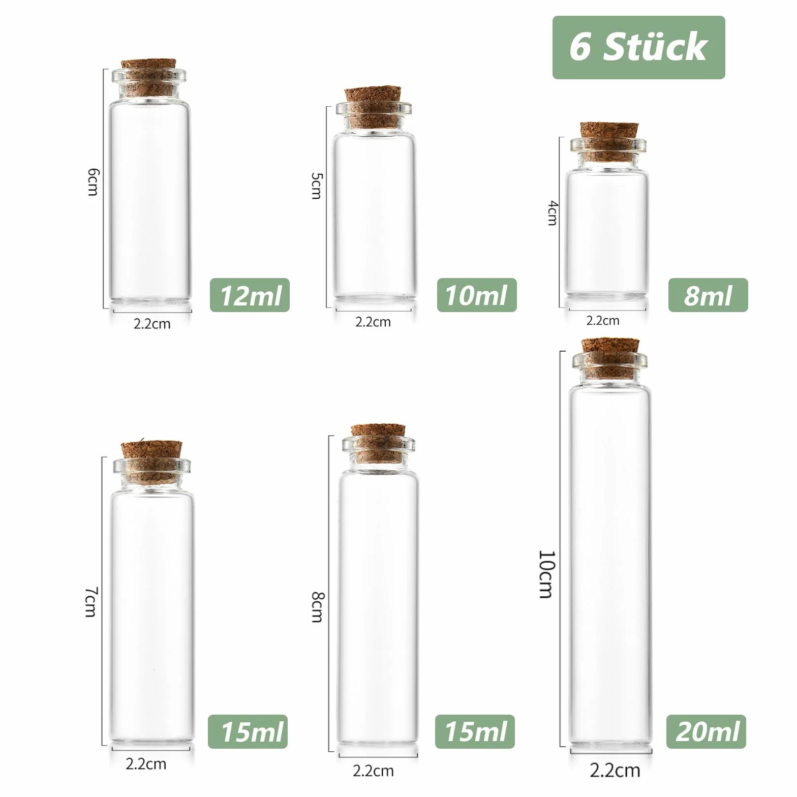 Mini szklane butelki, 8-25 ml, do napełniania, probówki z korkiem, słoiki z pokrywką, do dekoracji ślubnych