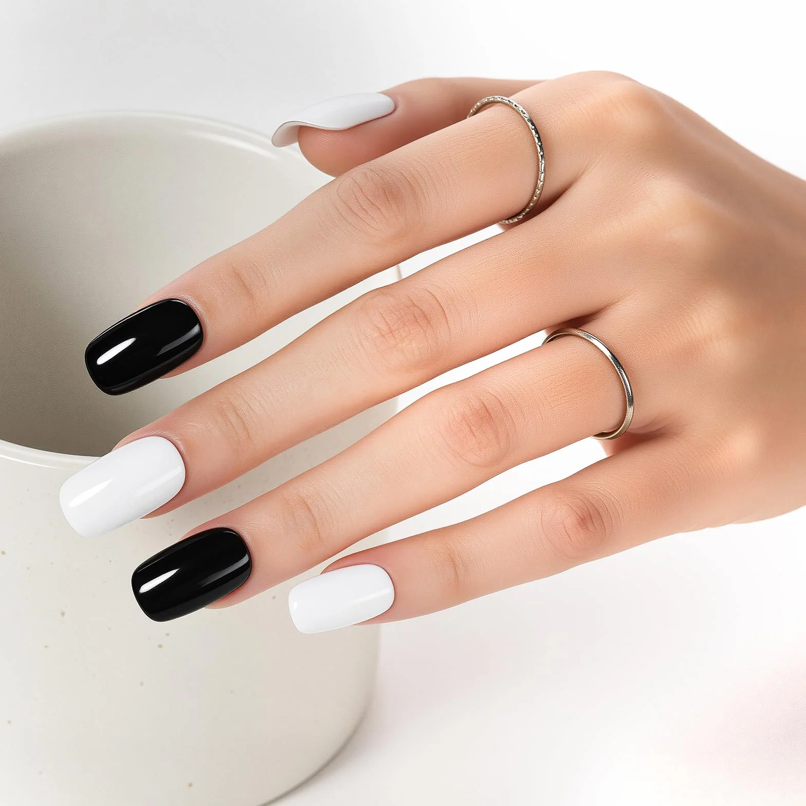 Makartt Zestaw żelowych lakierów do paznokci, czarny biały zestaw żelowych lakierów do paznokci czarno-biały Soak Off Nail Gel Polish LED Required UV Gel Polish Kit czarne białe paznokcie żel do