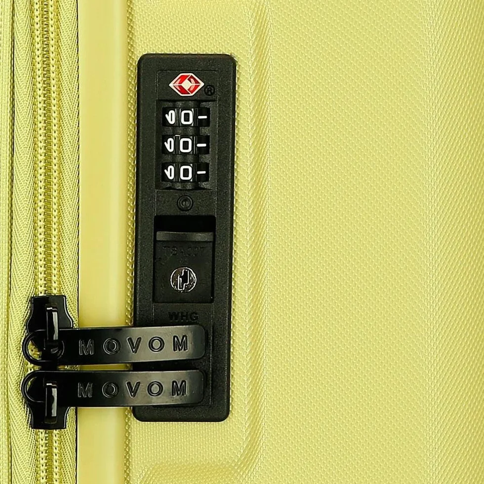 Movom Wood Walizka kabinowa, średnie, duże i zestawy, sztywne ABS zamknięcie TSA, 4 podwójne koła wysuwany bagaż podręczny Joumma Bags, Żółty, 40 x 55 x 20 cm y 45 x 65 x 28 cm, zestaw 2 walizek