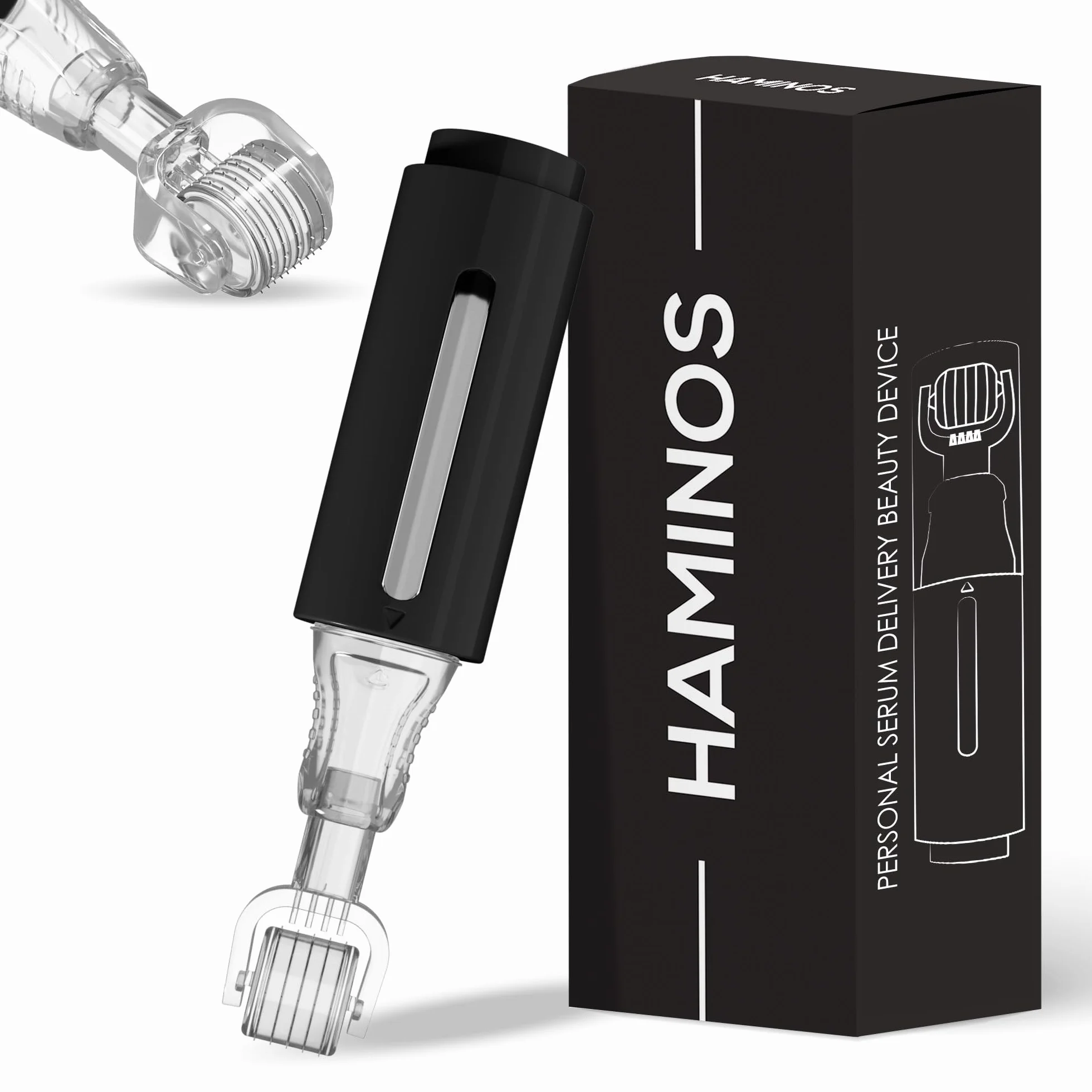 HAMINOS Derma Roller 0,25 mm z Pojemnikiem 105 igieł tytanowych do Włosów, Brody, Skóry