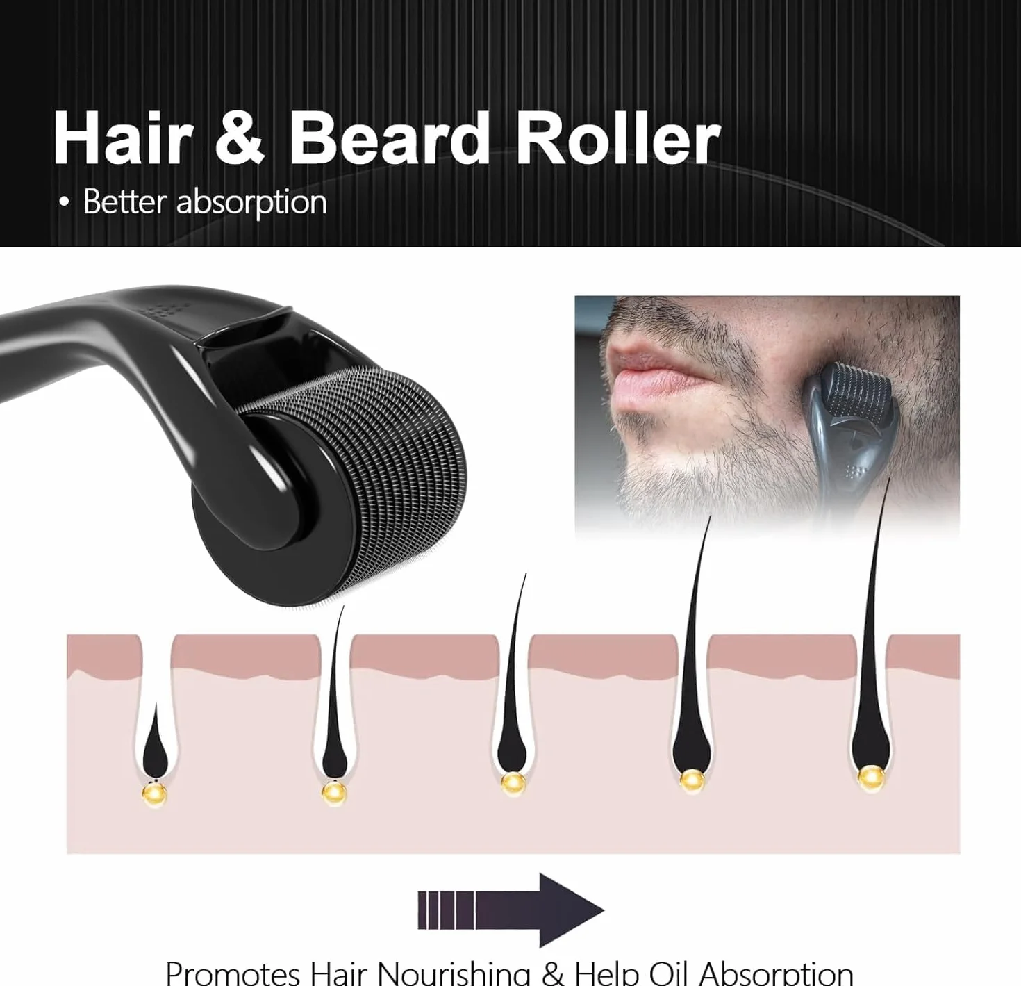 Derma Roller 1,0 mm, 540 tytanowy mikroigłowy wałek do twarzy zmarszczki na twarzy i wypadanie włosów rozstępy wzrost włosów mikroigły profesjonalny zestaw igieł do mikroigły do skóry z etui