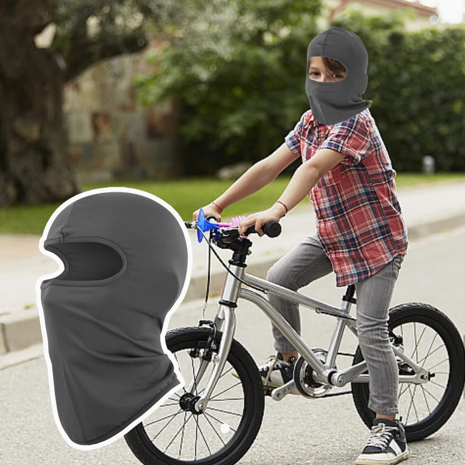 Kominiarka dziecięca, kominiarka dziecięca, kominiarka dla dzieci, kominiarka sztormowa, czarna, czapka rowerowa pod kask, Cool Balaclava, wiatroszczelna, dla chłopców i dziewczynek (czarna