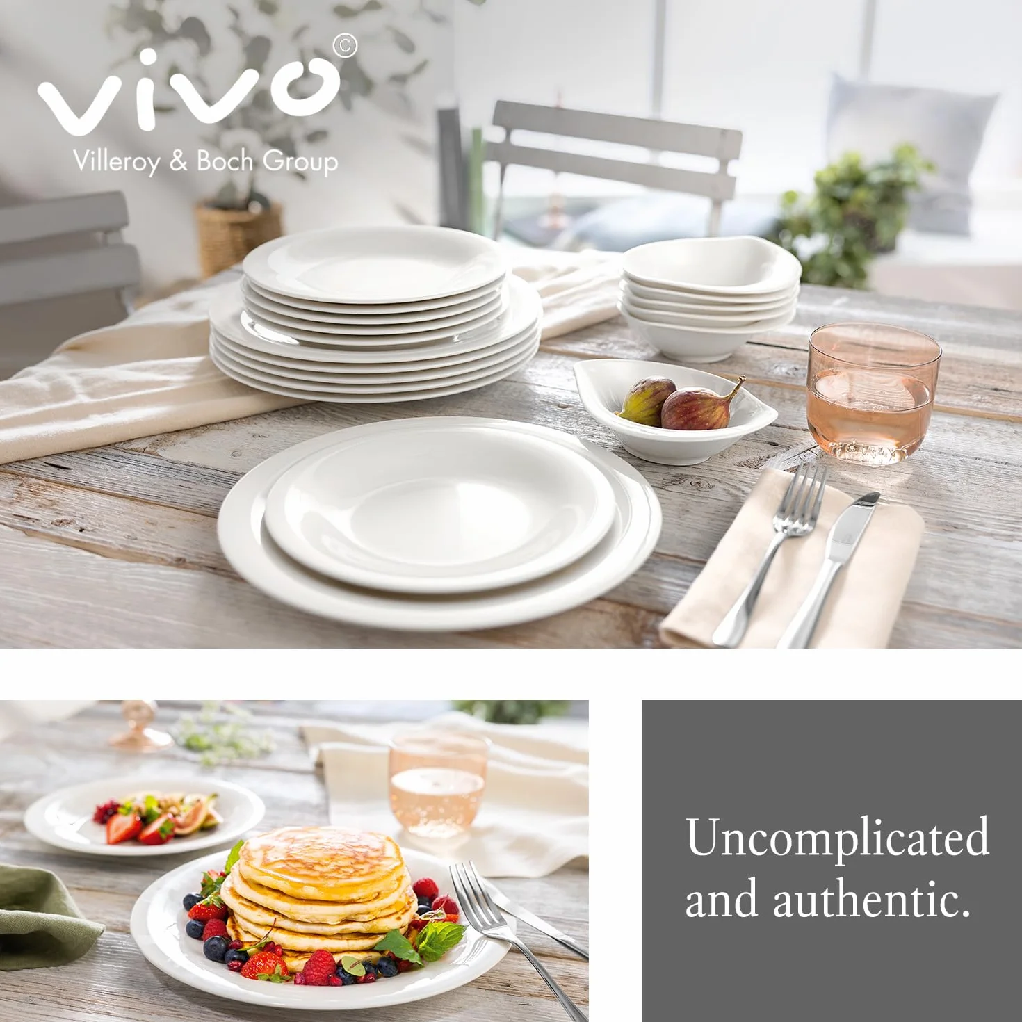 vivo by Villeroy & Boch – Voice Basic komplet sztućców, 30-cz., dla 6 osób, stal nierdzewna, odporne na korozję, można myć w zmywarce