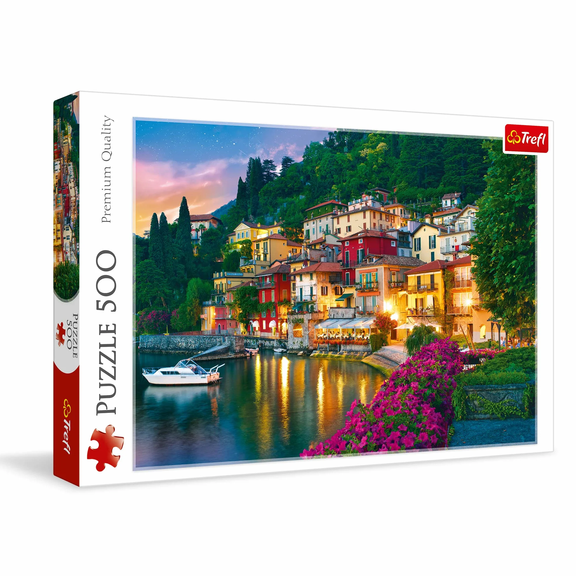 Trefl Jezioro Como, Włochy Puzzle 500 Elementów o Wysokiej Jakości Nadruku dla Dorosłych i Dzieci od 10 lat