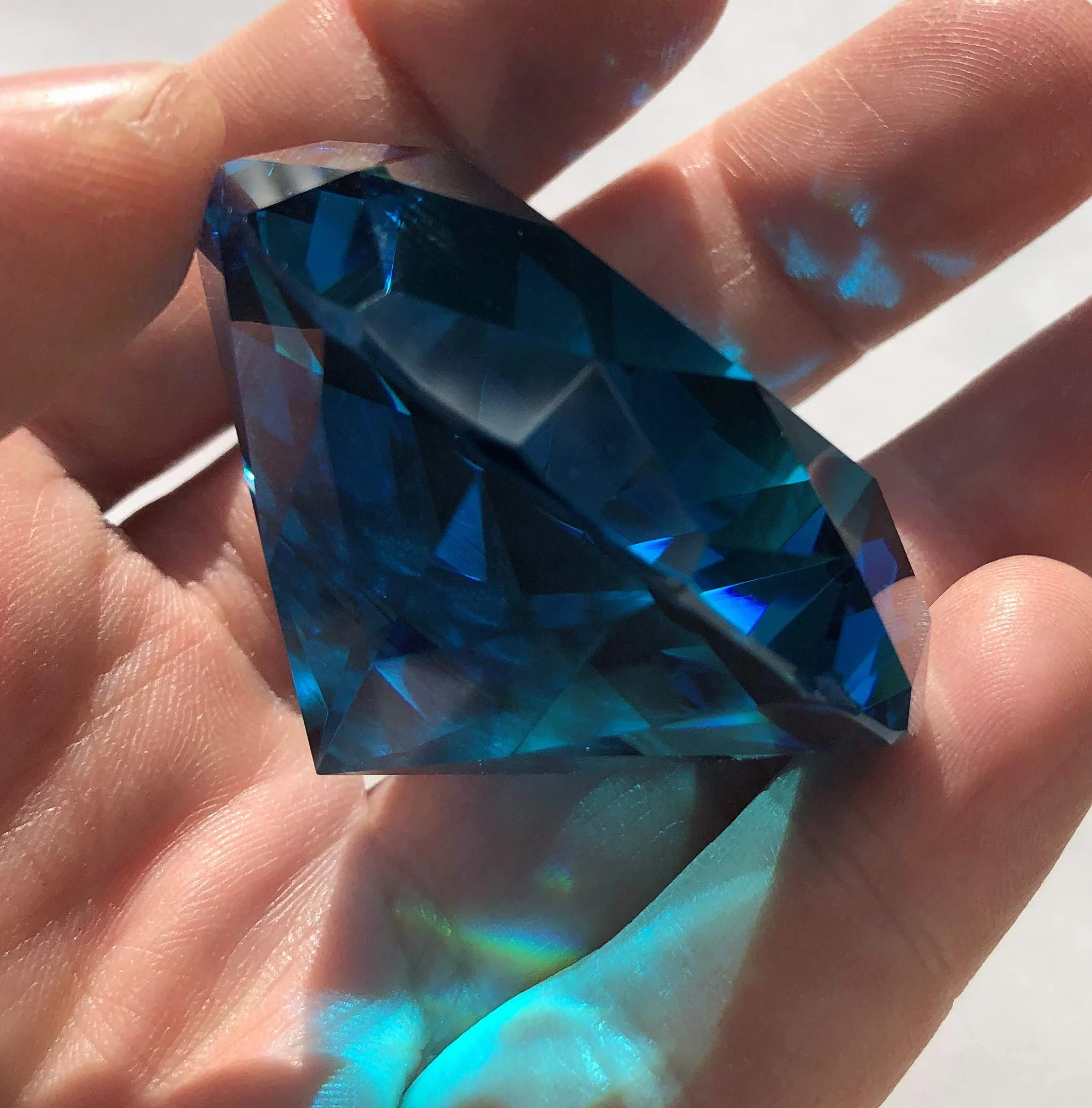 FAIRY TAIL & GLITZER FEE Szklany diament szkło kryształowe 5 cm diament brylant szkło dezodiamant (ocean blue)