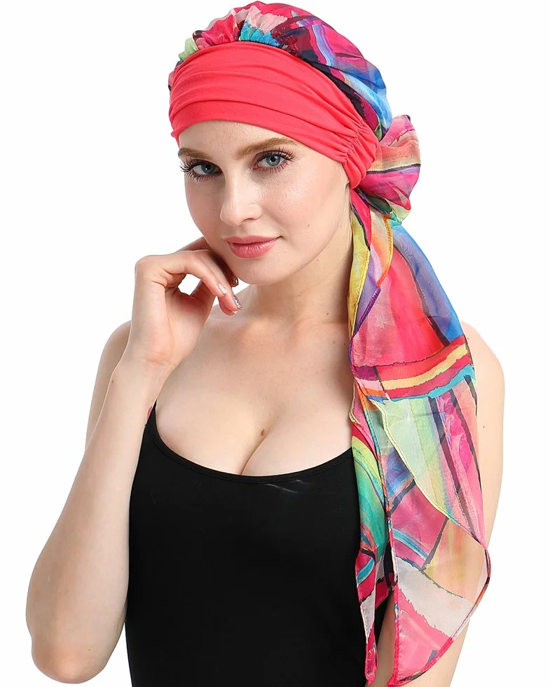 FocusCare chemo turban nakrycie głowy dla kobiet po chemioterapii chorych na raka, Geometryczne drapowanie, jeden rozmiar