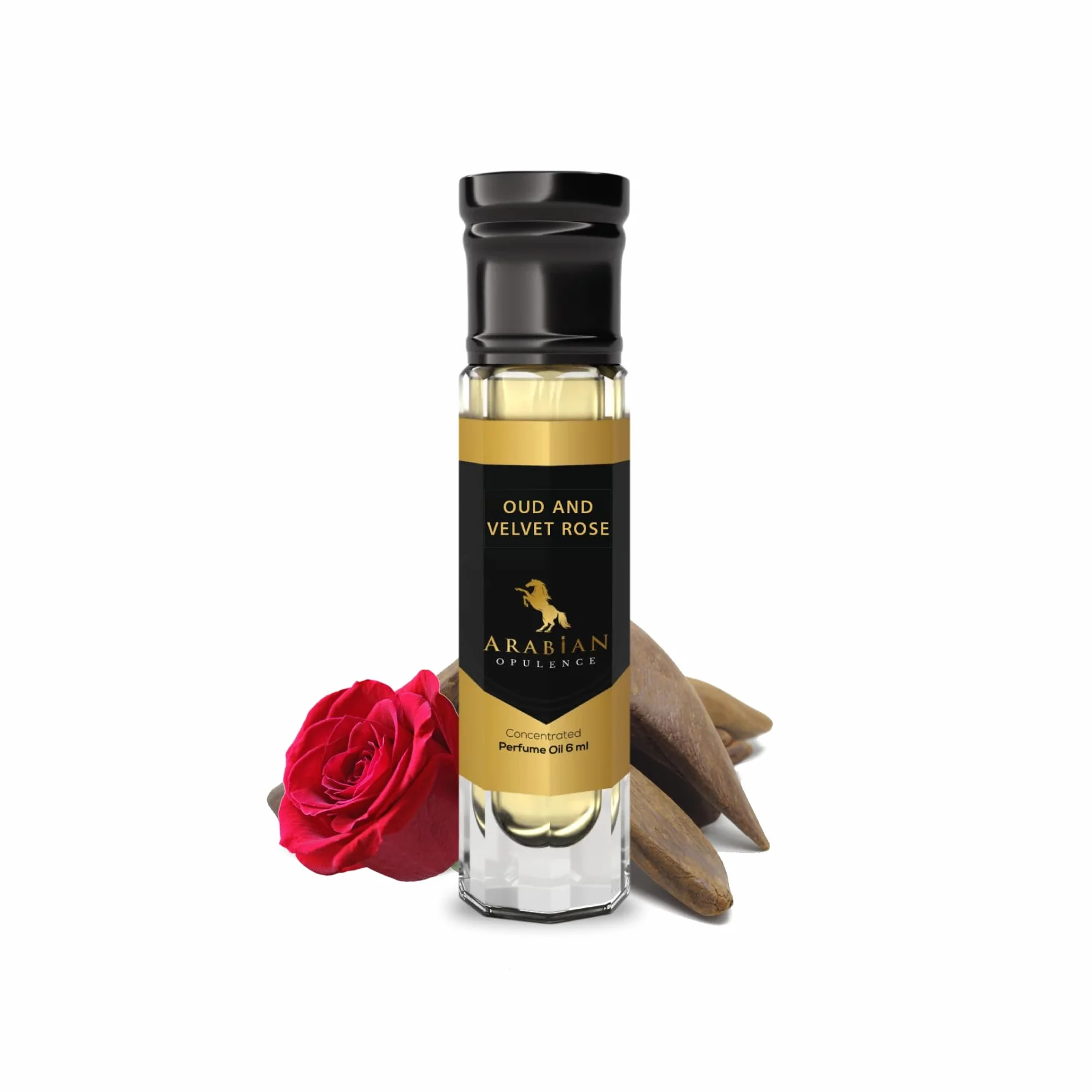 Arabian Opulence FR288 OUD AND VELVET ROSE skoncentrowany olejek perfumowany, bursztynowy, kwiatowy, bez alkoholu, butelka dla kobiet, długotrwałe perfumy na bazie oleju (6 ml)