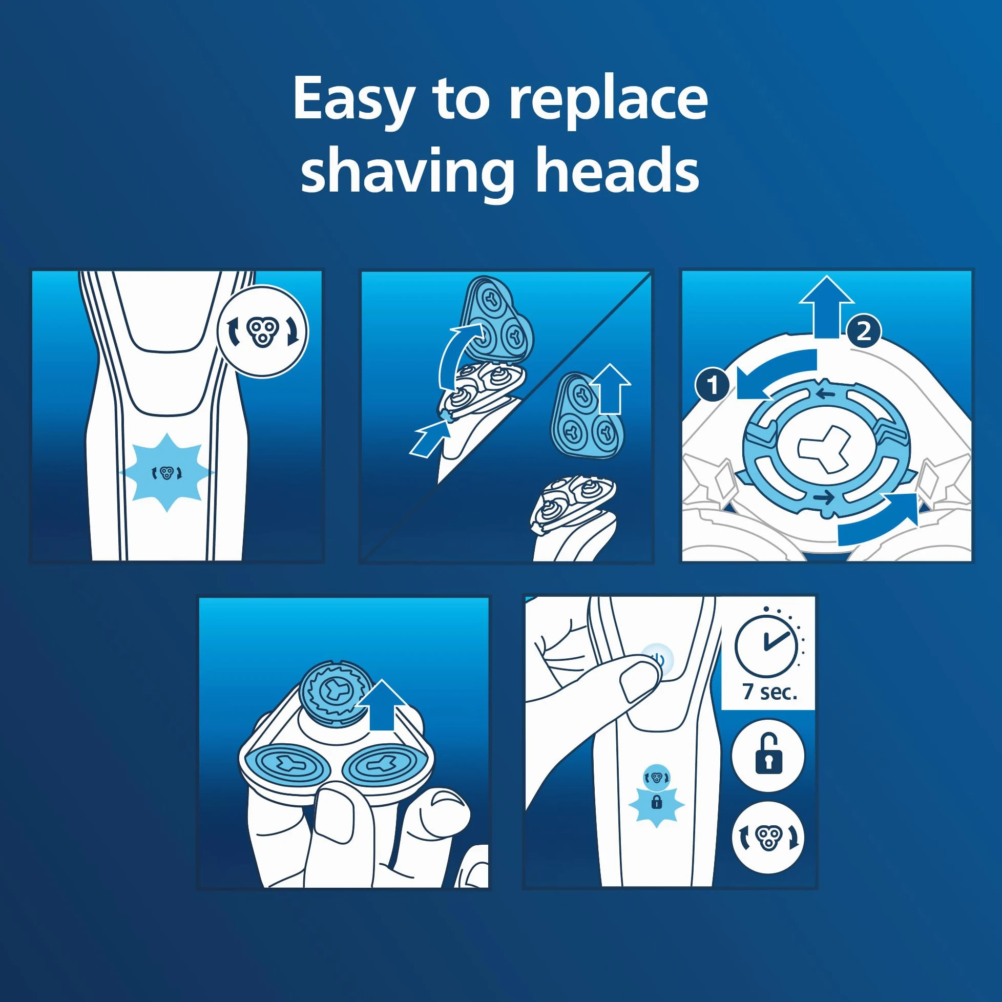 Philips Norelco oryginalne głowice golące SH30/52, kompatybilne z Norelco Shaver Series 1000, 2000, 3000 i 5000X, zaokrąglone