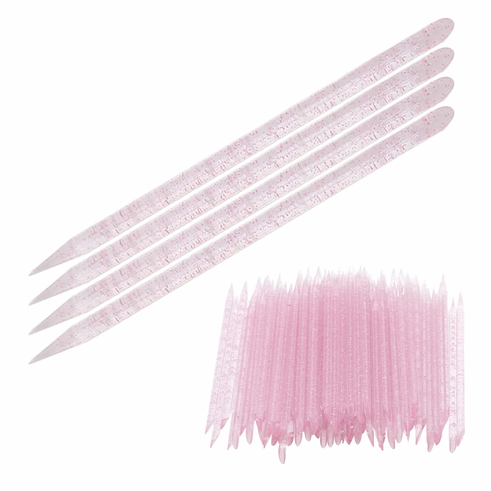 Jednorazowy Odpychacz do Skórek, Praktyczny Plastikowy Sztyft do Manicure i Pedicure, 100 Sztuk do Salonu Stylizacji Paznokci do Technik Zdobienia Paznokci w Domu (PINK)