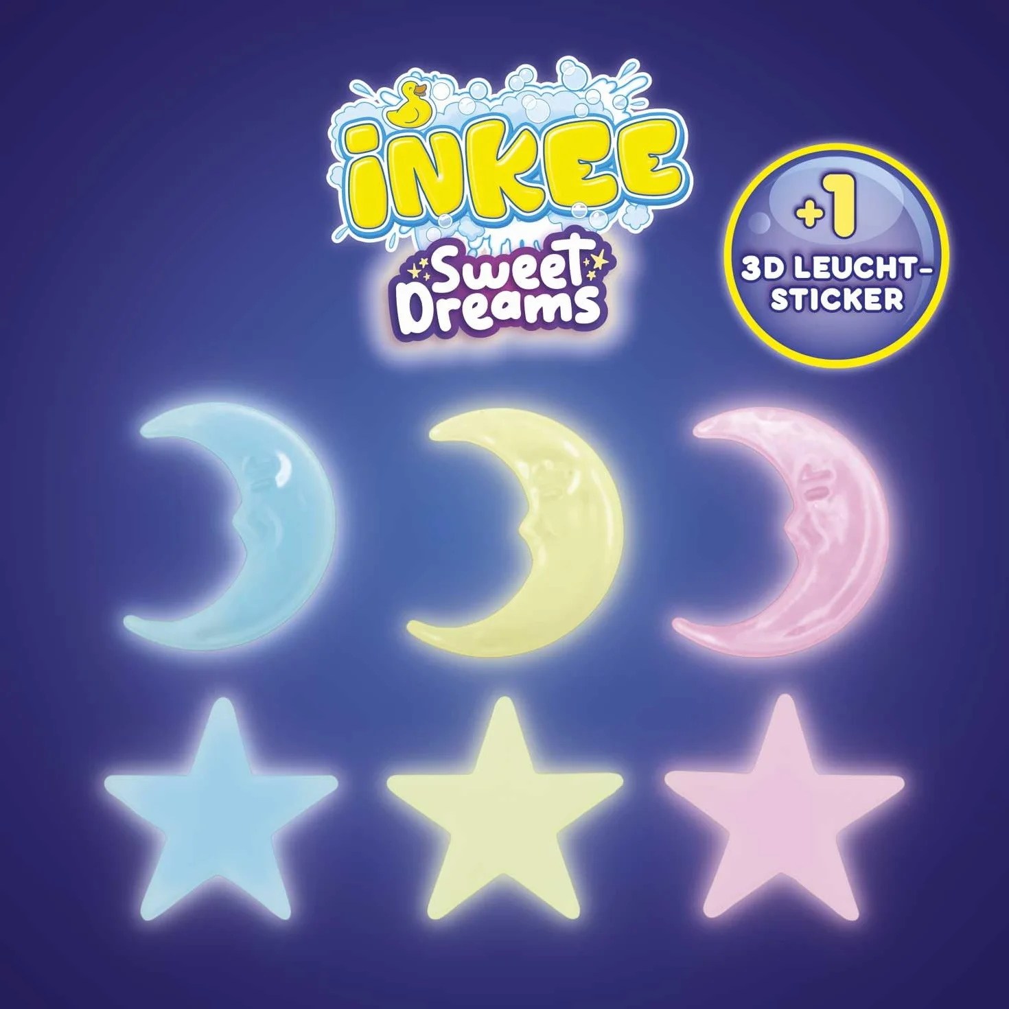 INKEE Foamy Moon Sweet Dream – spieniona kula do kąpieli w kształcie księżyca 60 g, kula kąpielowa dla dzieci z niespodzianką, z zapachem lawendy i olejkiem rumiankowym, fioletowa i niebieska