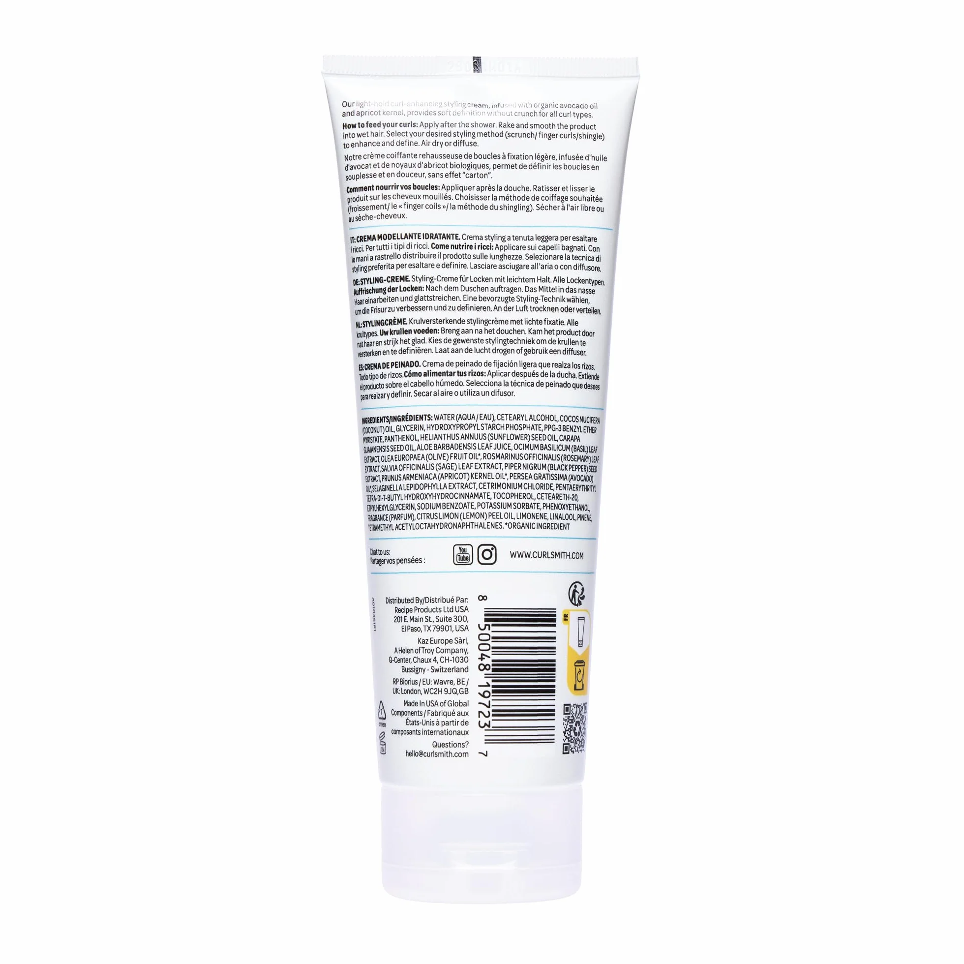 Curlsmith Hold Me Softly Style Balm Krem do loków z miękkim utrwaleniem, lekki, bez efektu chrupiącego, do wszystkich rodzajów loków, wegański i wolny od okrucieństwa