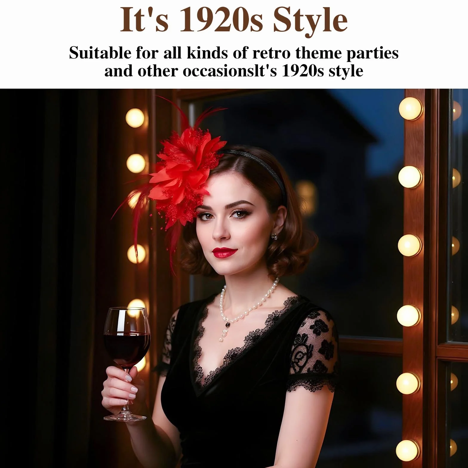 Gjinxi Fascinator kapelusze dla kobiet, na imprezę z piórami, perły, welon, opaska na włosy na wesele, koktajlowa, akcesoria karnawałowe