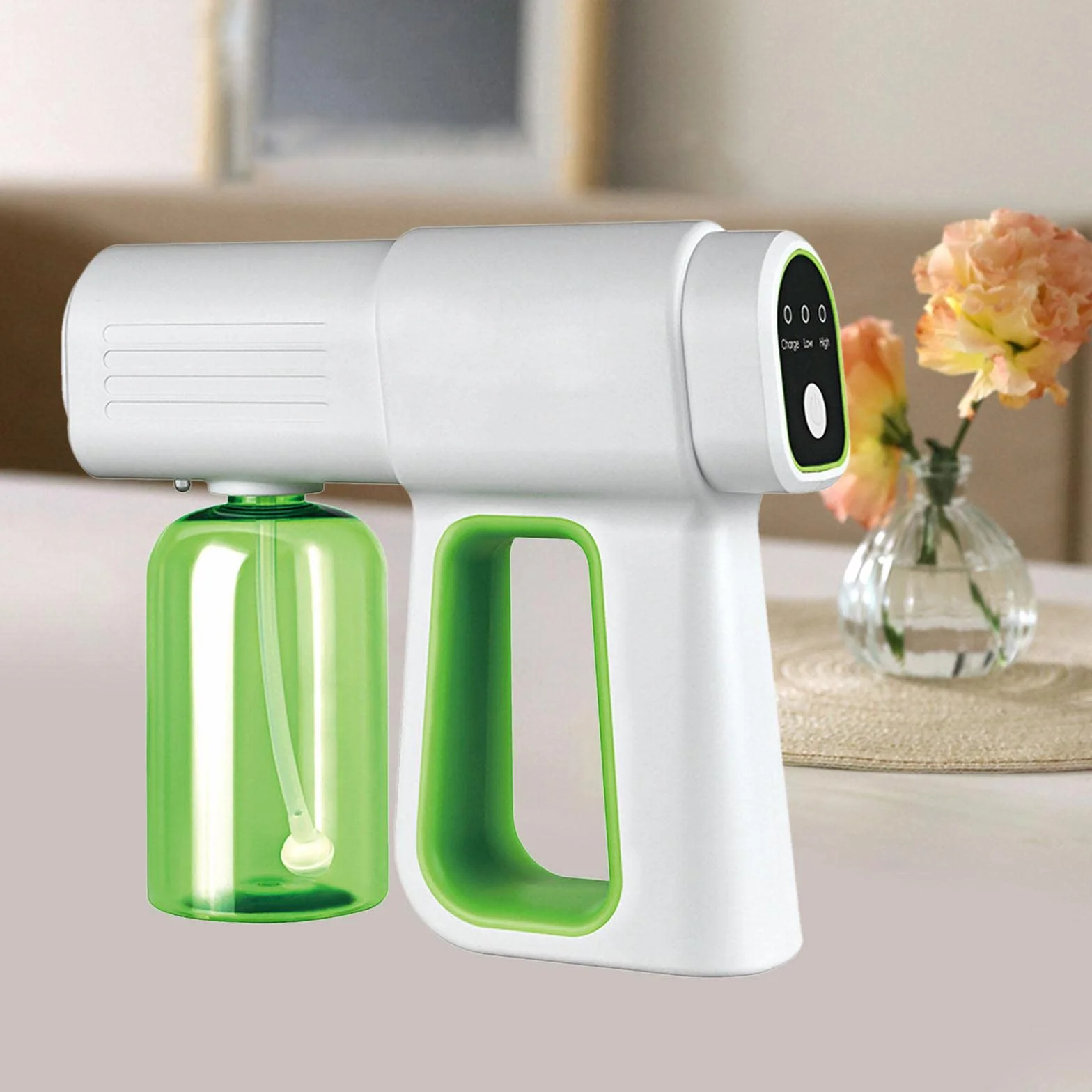 Nano pistolet parowy z ładowaniem USB z niebieskim | elektryczna zamgławiarka do domowego biura | 2600 mAh 380 ml - zielony
