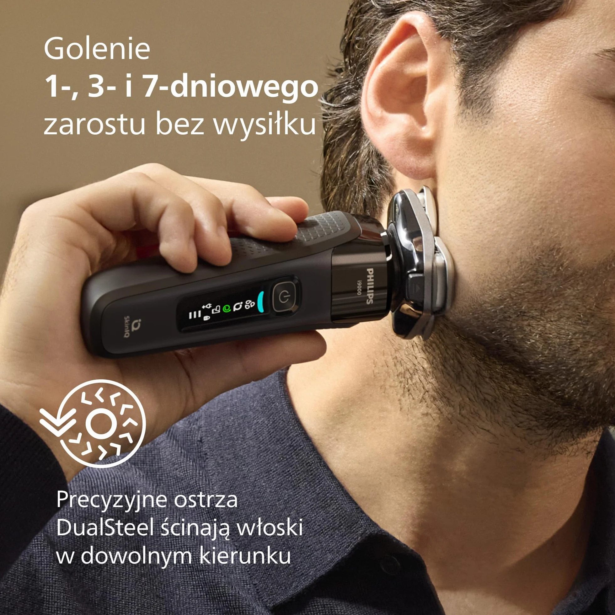 Philips Shaver i9000, golarka elektryczna do golenia na mokro i na sucho, technologią Skin IQ, systemem Triple Lift & Cut, podwójnymi ostrzami SteelPrecision obracającymi się o 360 stopni, X9000/10
