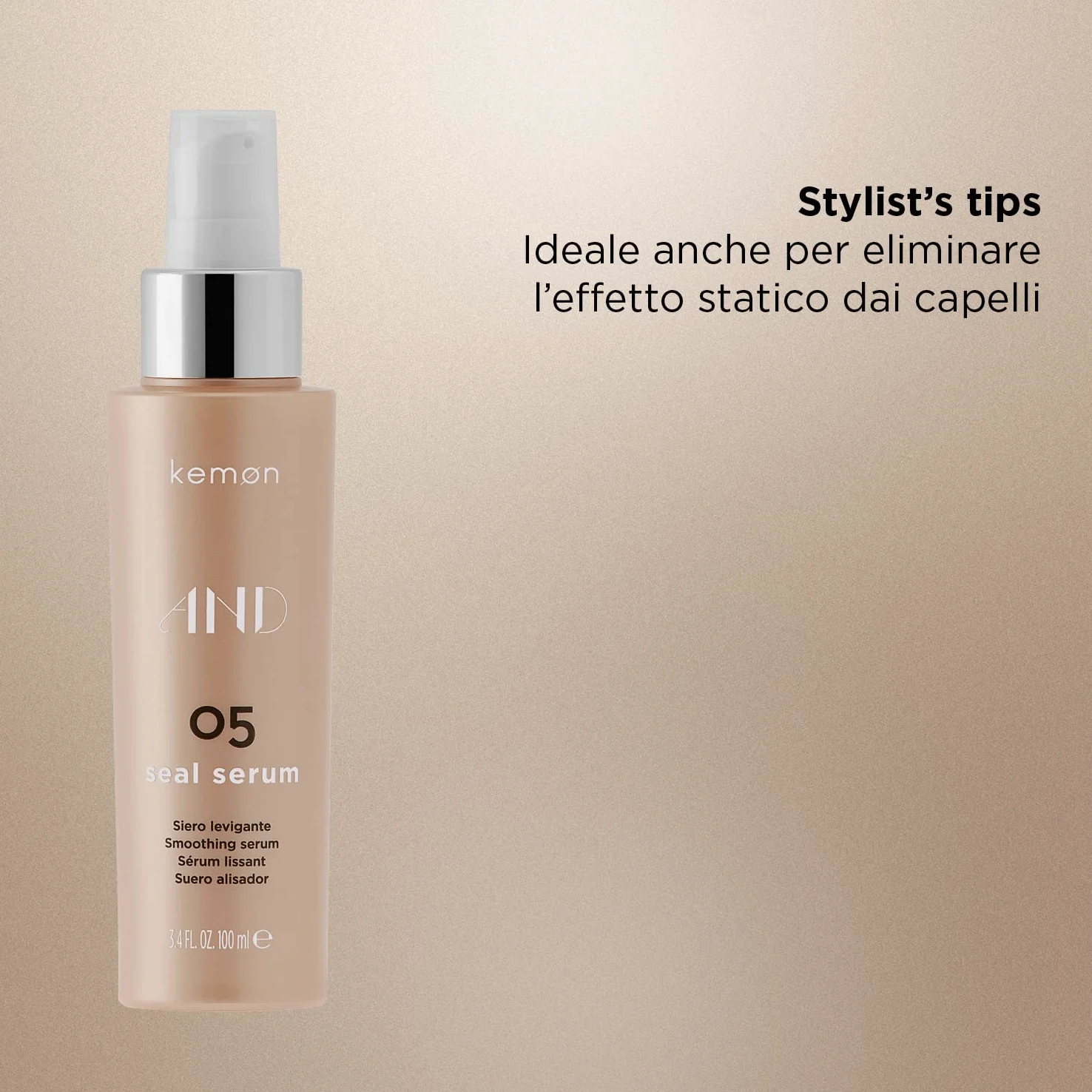 Kemon AND 05 Seal Serum – płyn do włosów wygładza niesforne włosy, nadaje połysk i gładkość, pielęgnacja włosów w jakości fryzjerskiej – 100 ml