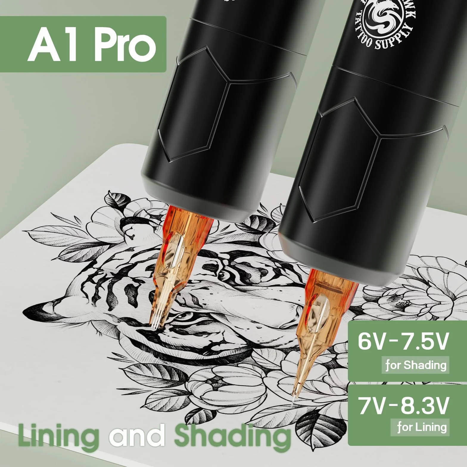 Dragonhawk A1 Pro Tattoo Kit Coreless Gun Pen Machine 4.0mm Stroke 2000mAh Battery 20 Cartridges Needles