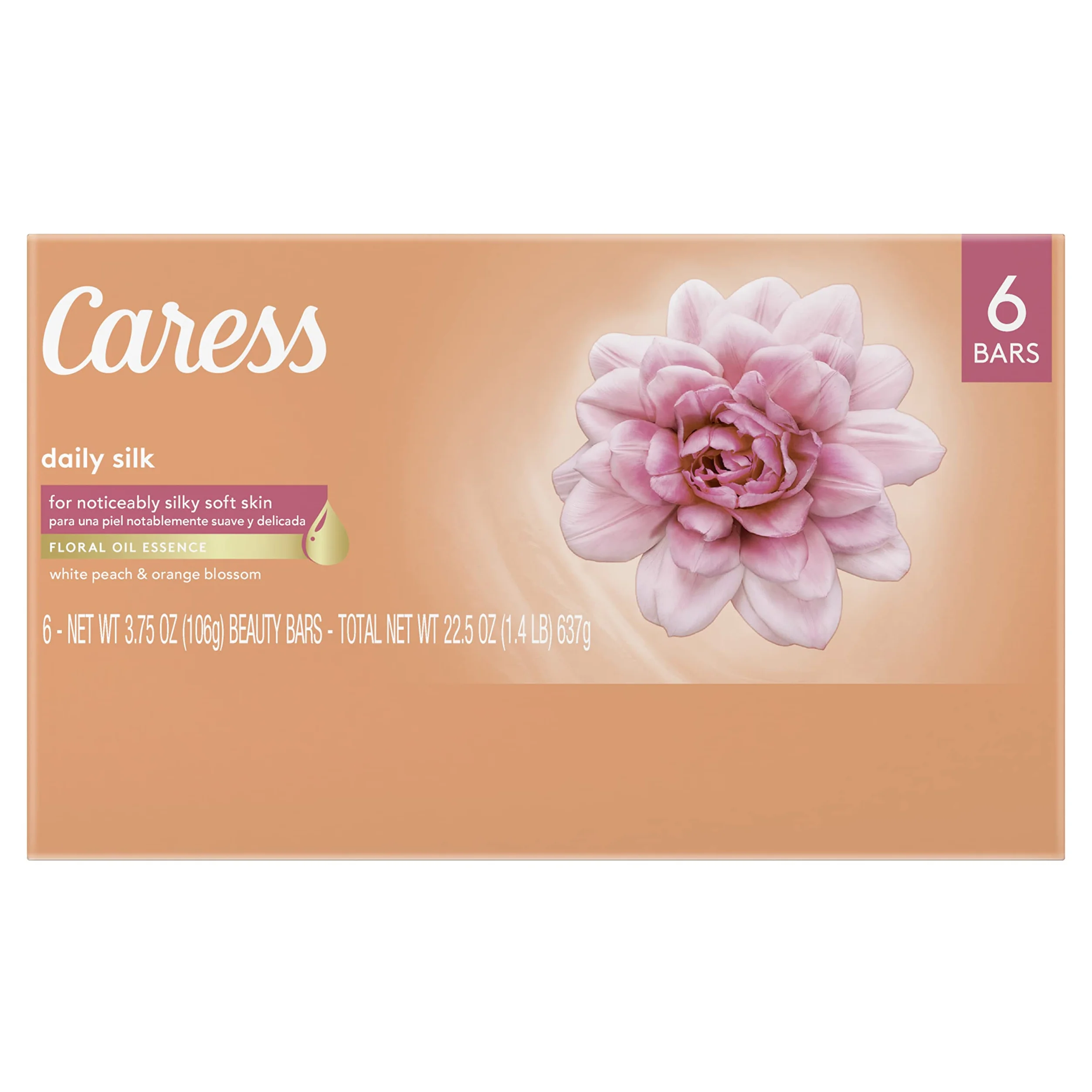 Caress Beauty Bar, codzienny jedwab 113 g, 6 batonów