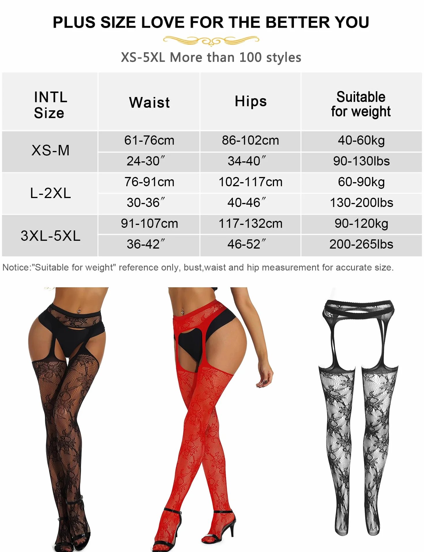 ohmydear Pończochy podwiązki Wysoka talia Seksowne pończochy cienkie pończochy siatkowe rajstopy damskie Curvy Koronkowe pończochy Fishnet Stockings z elastycznymi wzorami czarny plus size