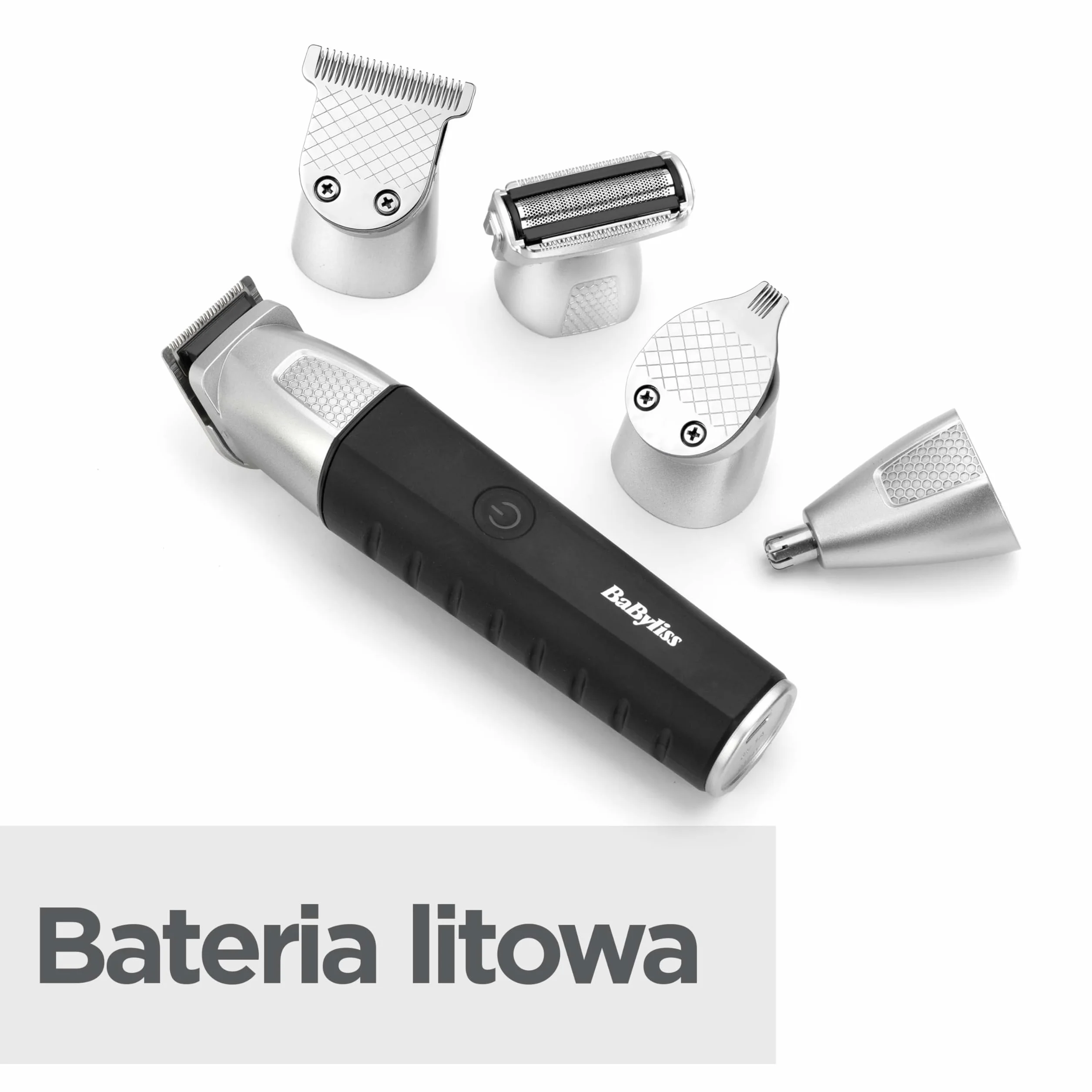 BaByliss Lithium Power 11 w 1 Multi-Trimmer - bezprzewodowy zestaw do pielęgnacji, w tym trymer do brody i trymer do nosa, wodoodporny, prezent dla mężczyzn, czarny/szary, MT812E