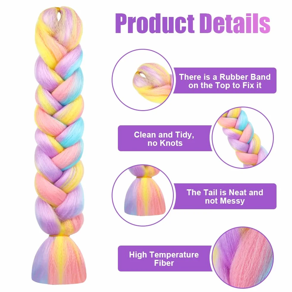 AUYAO Warkocz przedłużenie włosów, 3 szt. Jumbo Braids Meches, przedłużenie włosów z włókna syntetycznego, do szydełka, skręcania