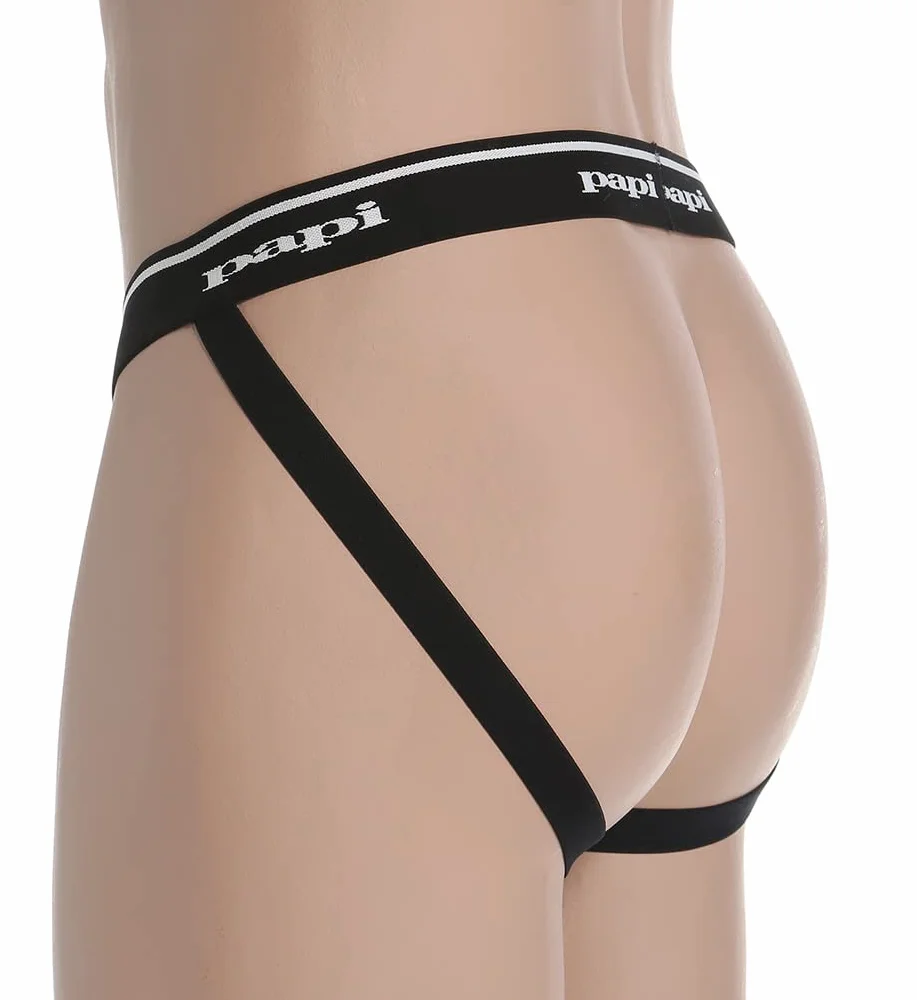 Papi 3 sztuki męski Premium Cheeky Butt-Flaunting Cotton Jock Strap, Pack of 3 Underwear, (3 w zestawie)