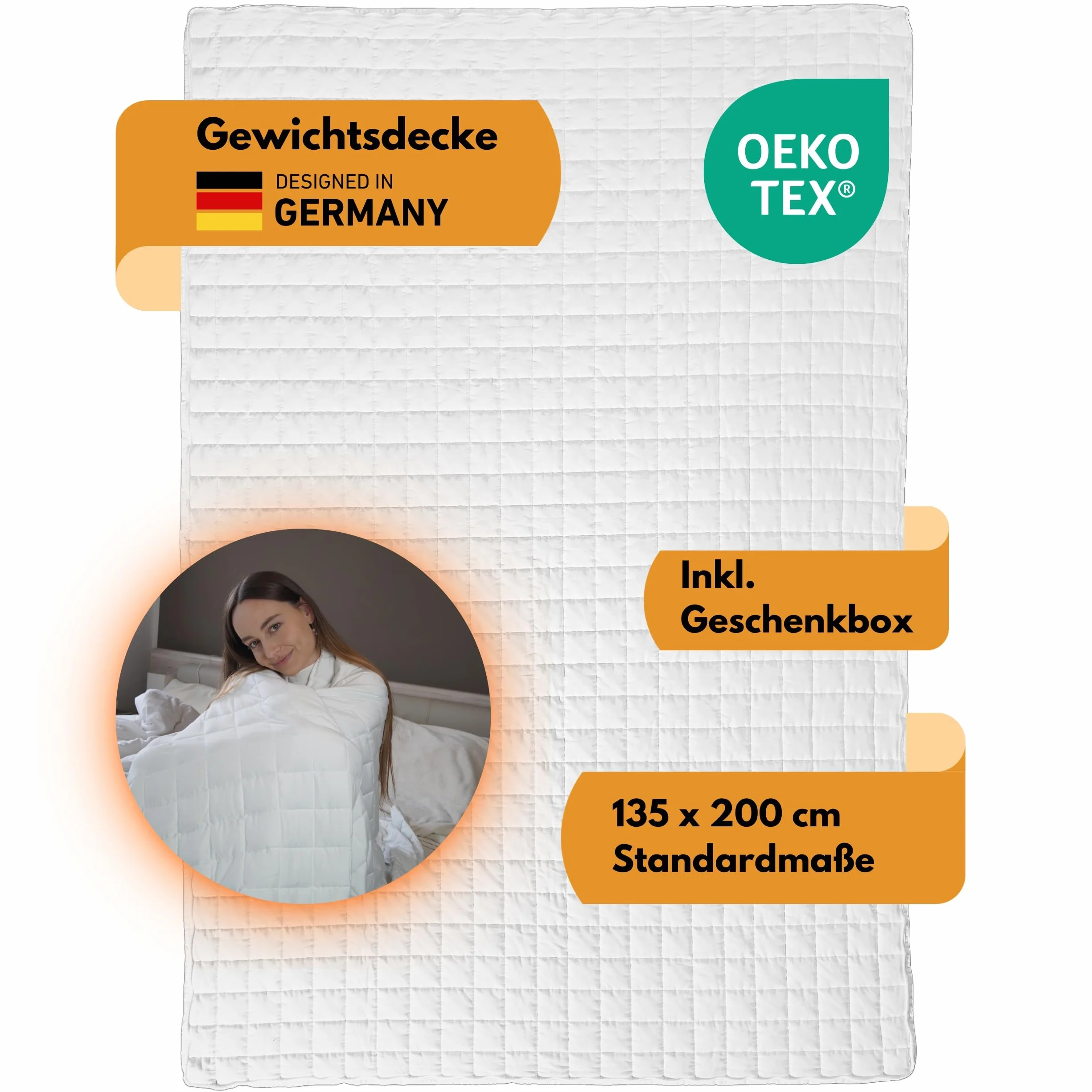 HARMONY® Koc obciążeniowy, koc terapeutyczny dla lepszego snu, zaburzenia snu, ciężka kołdra, pomoc w zasypianiu (9)