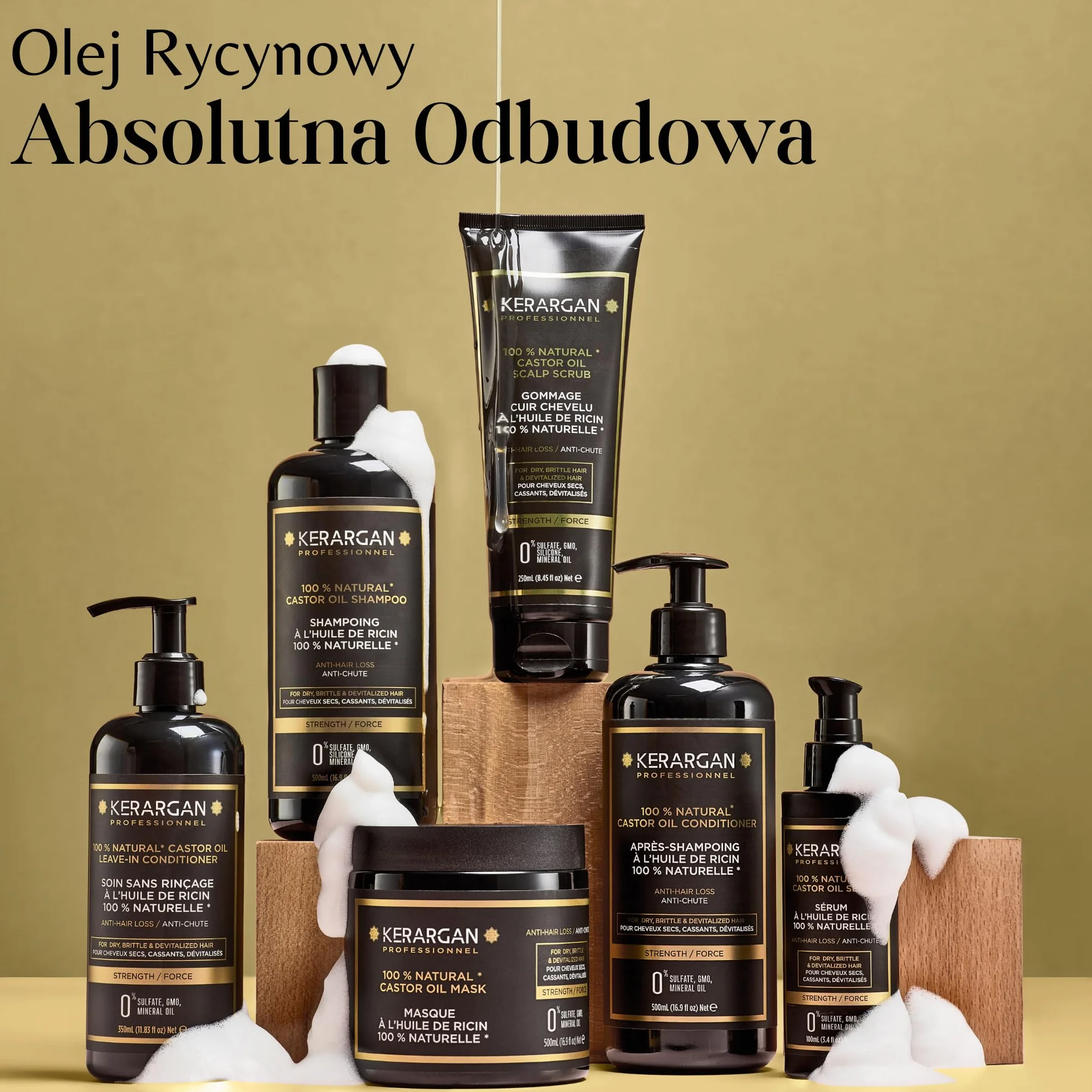Kerargan Zestaw Przeciw Wypadaniu Włosów Szampon i Odżywka z Olejem Rycynowym 2x500 ml