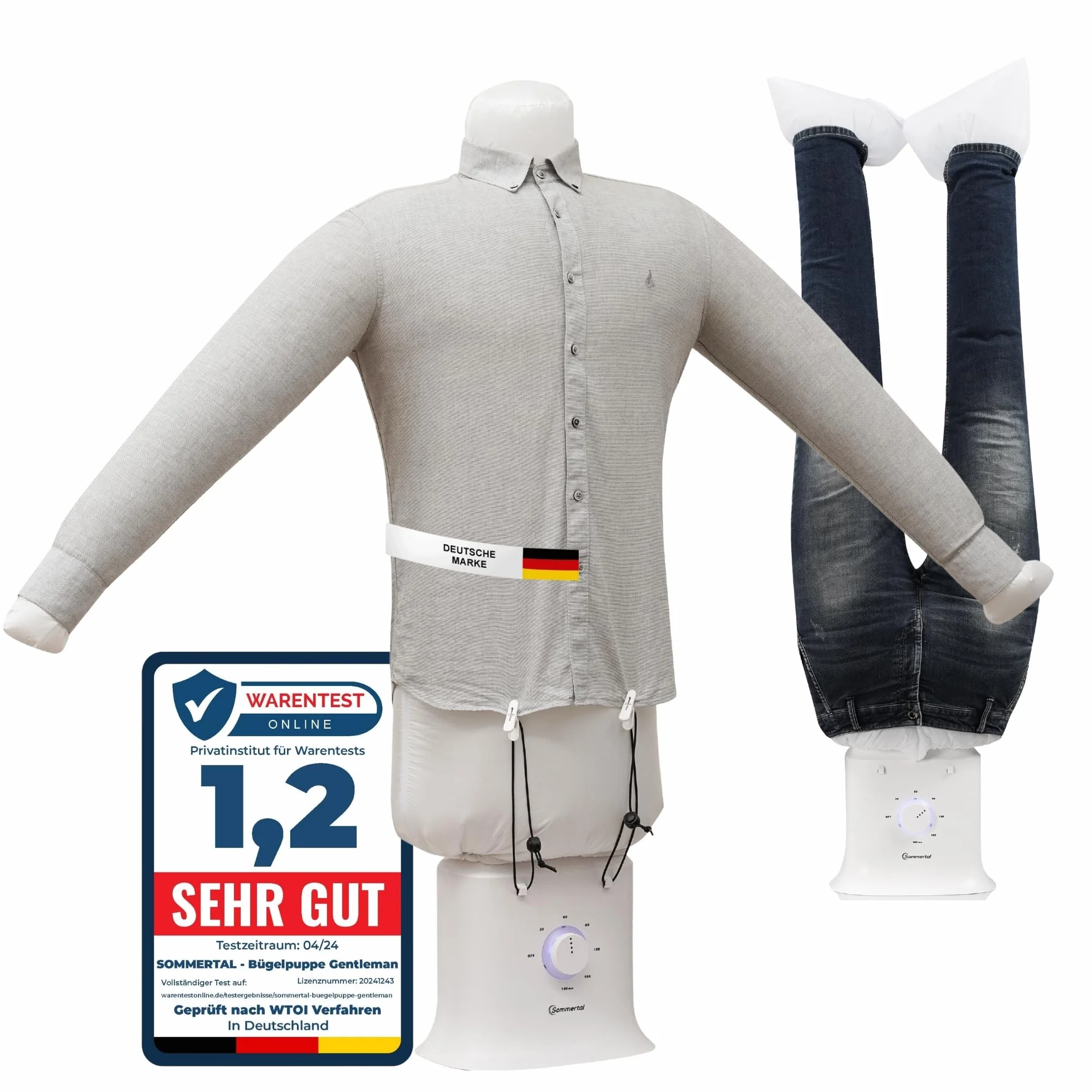 Sommertal Manekin do prasowania Gentleman – prasowalnica do koszulek, bluzek, T-shirtów, spodni, automat 2 w 1
