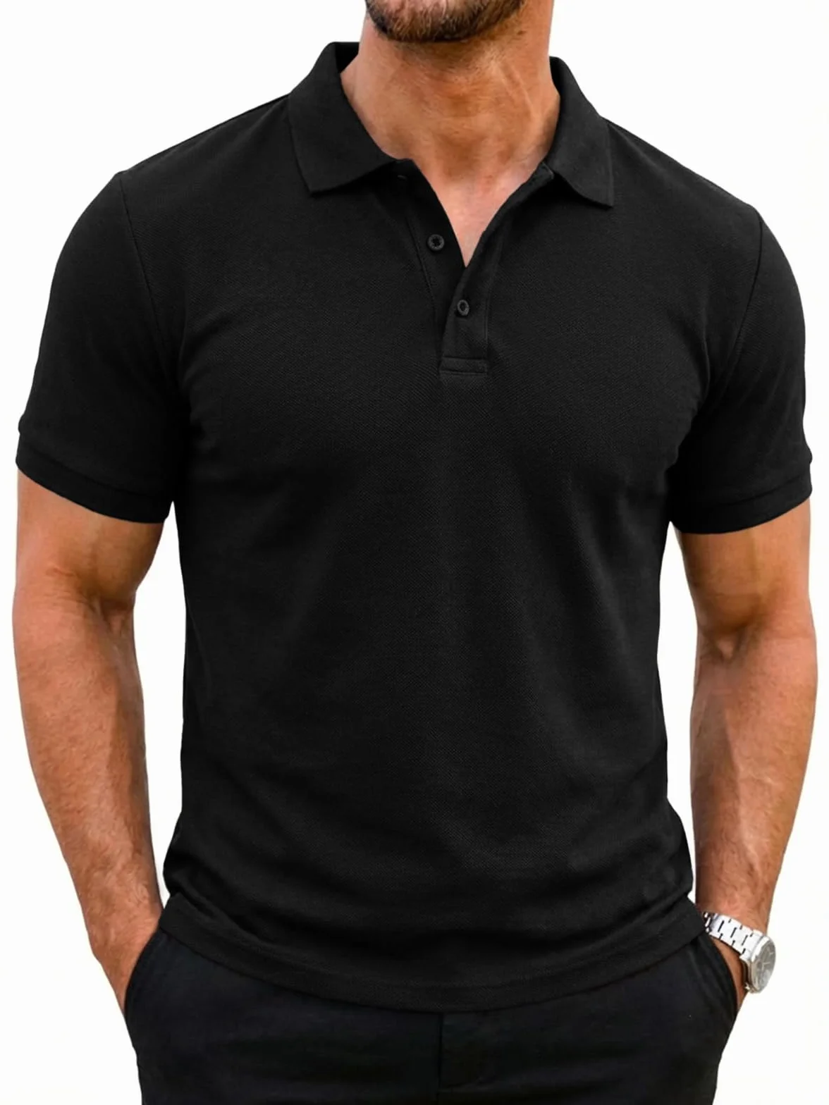 Runcati Męska koszulka polo z krótkim rękawem, na lato, do tenisa, jednokolorowa, golf, sportowa, koszulka polo, basic, regular fit