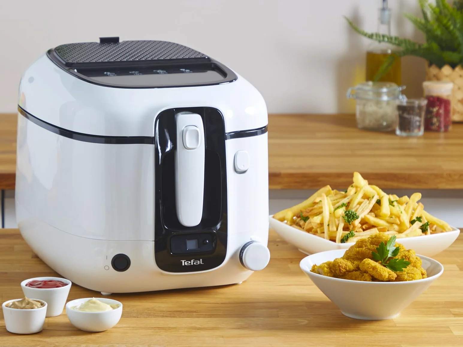 TEFAL FR3140 Super Uno Frytkownica, 1800W, pojemność 2,2L, filtr przeciwzapachowy, misa z nieprzywierającą powłoką, mycie w zmywarce, cyfrowy timer, okienko podgląd, regulowany termostat, biały/czarny