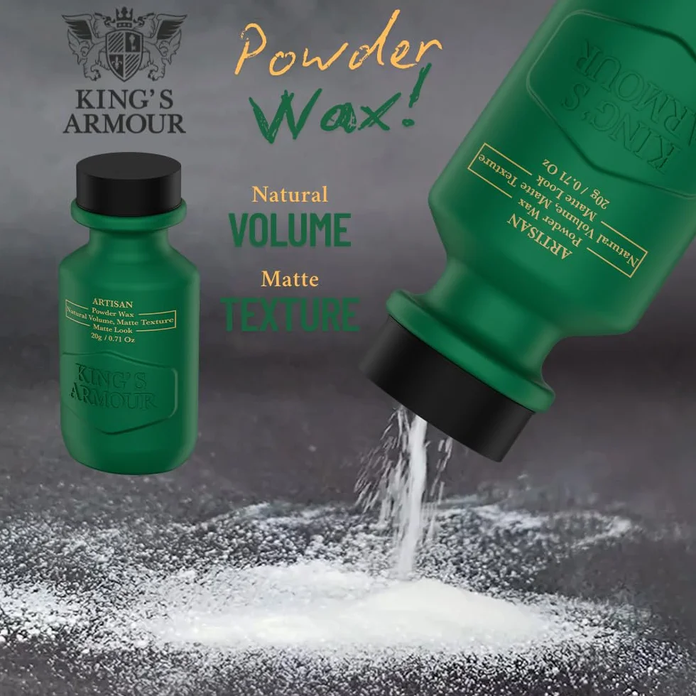 King’s Armour Artisan Wosk do stylizacji włosów 20 g – Matowy puder do włosów z naturalnym objętością, matowa faktura i natychmiastowe podniesienie korzeni, lekka przyczepność dla nowoczesnej