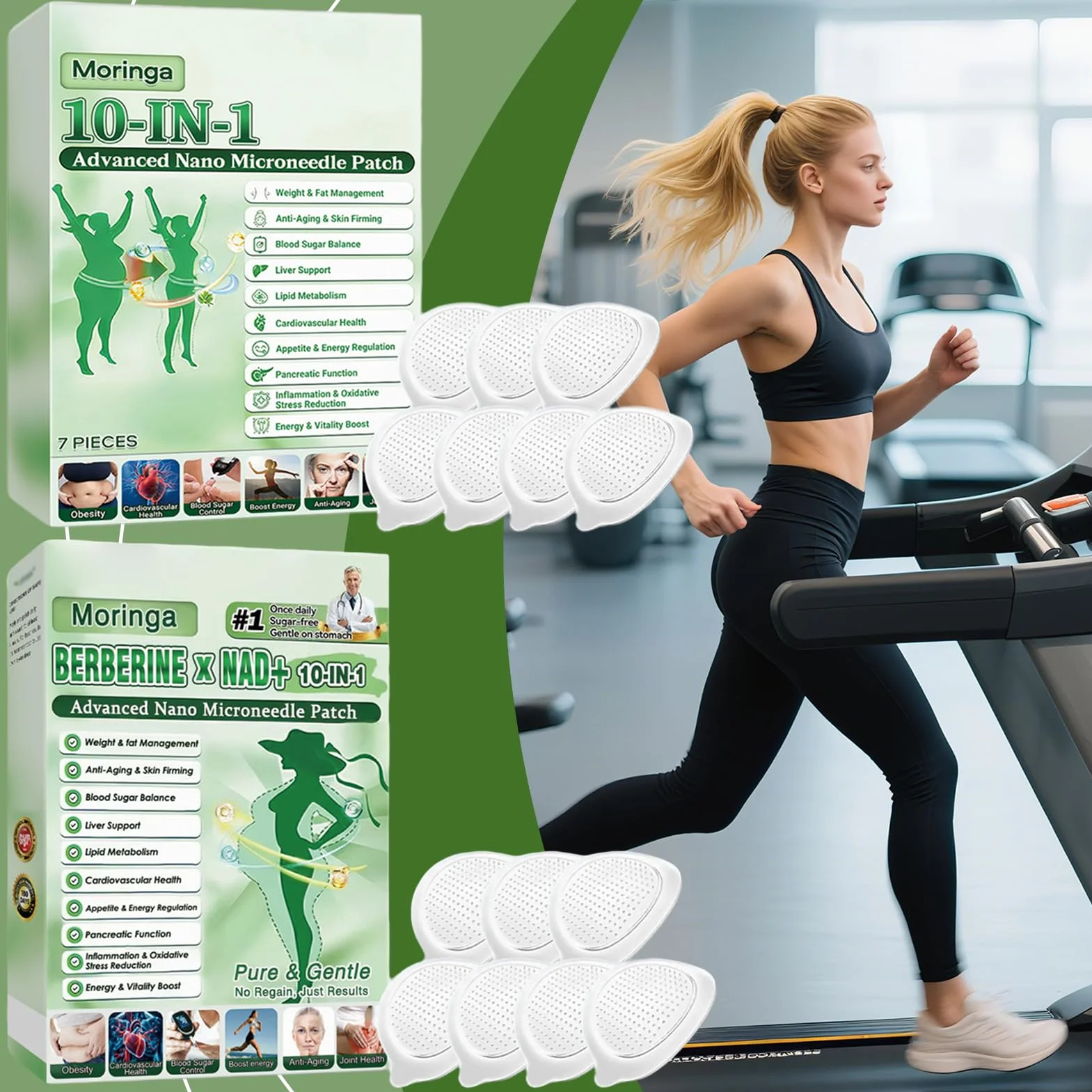Moringa Berberine plastry wyszczuplające 10 w 1 nano-mikroneedle 2 szt