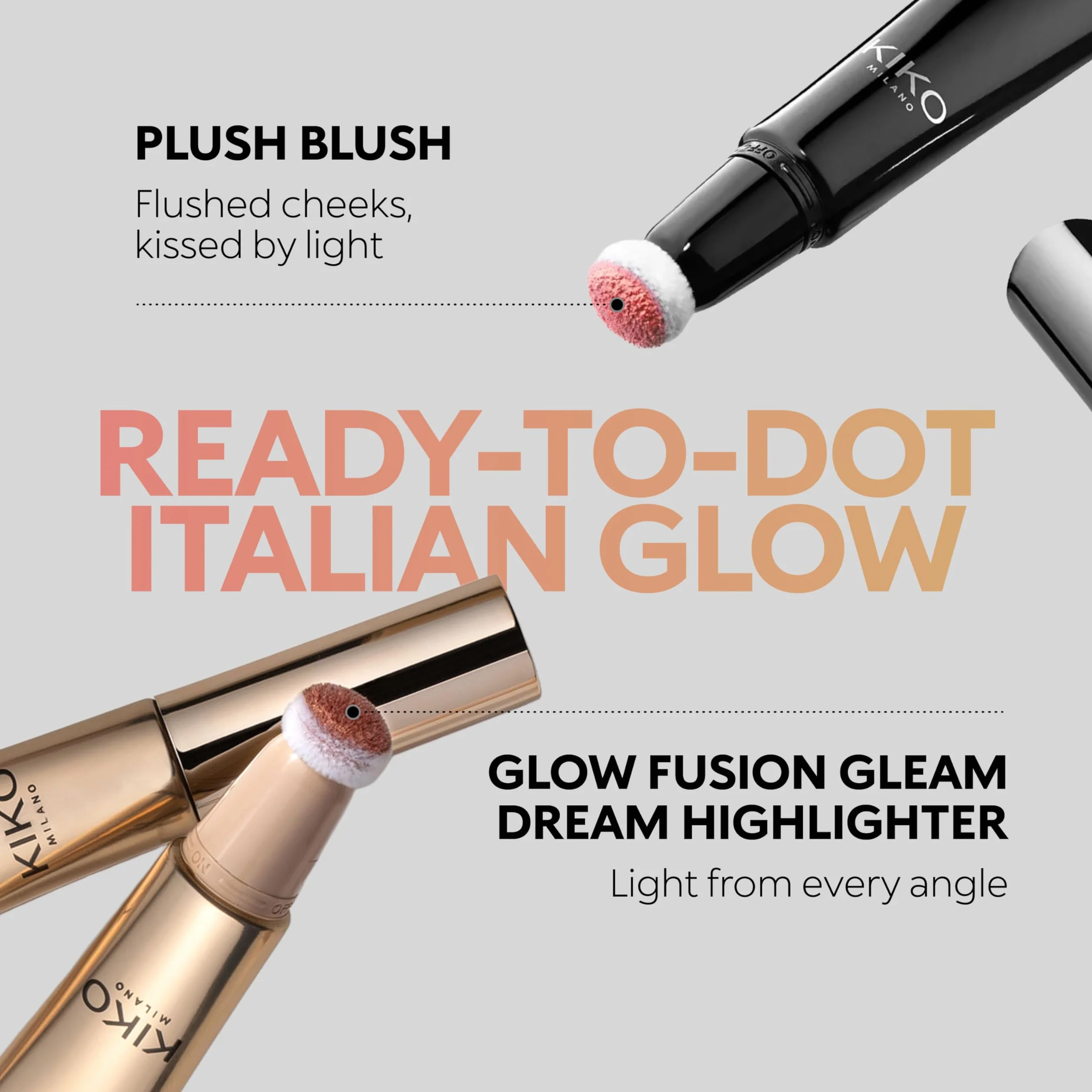 KIKO Milano Glow Fusion Gleam Dream Highlighter 1, Rozświetlacz Do Twarzy W Płynie Z Aplikatorem Gąbkowym