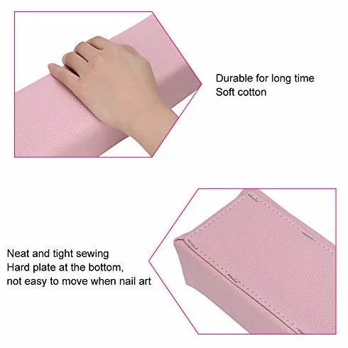 Paznokcie Podpórka Manicure Poduszka do rąk do paznokci Miękka i trwała poduszka do manicure ze skóry PU do paznokci na stół do paznokci 30 x 9,5 x 6,5 cm (różowy)