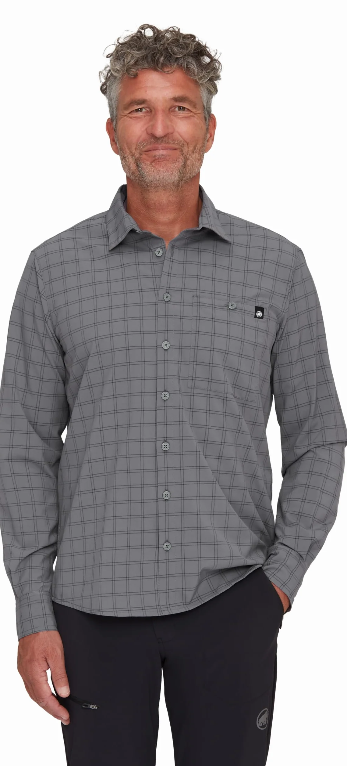 Mammut Lenni Longsleeve Shirt Men – Koszula Trekkingowa Męska | Długi Rękaw, Ochrona UV, Szybkoschnąca i Oddychająca | Rozmiar XL, Stalowy-czarny