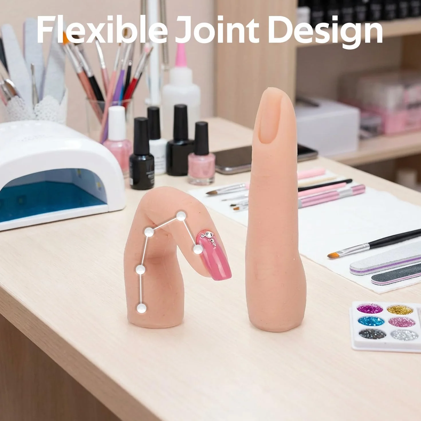 Silikonowe palce do ćwiczeń paznokci elastyczne model do manicure (Lekki kolor)