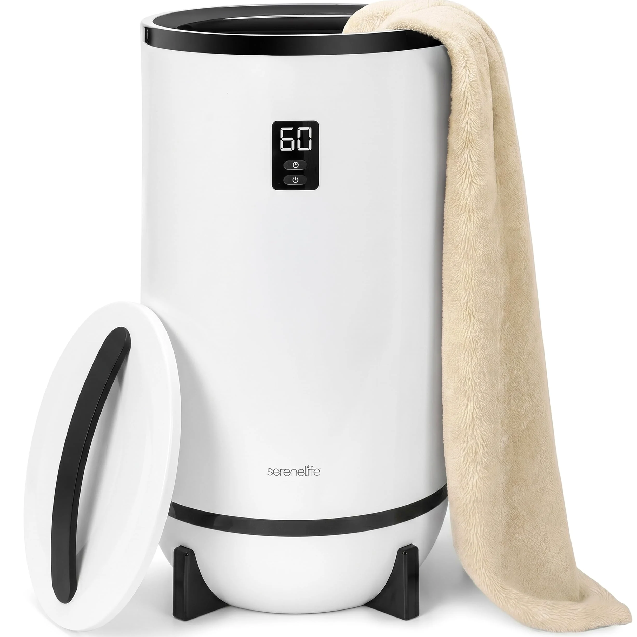 SereneLife Towel Warmer Bucket with Auto Shut Off, Fits 2 Large Towels, Black