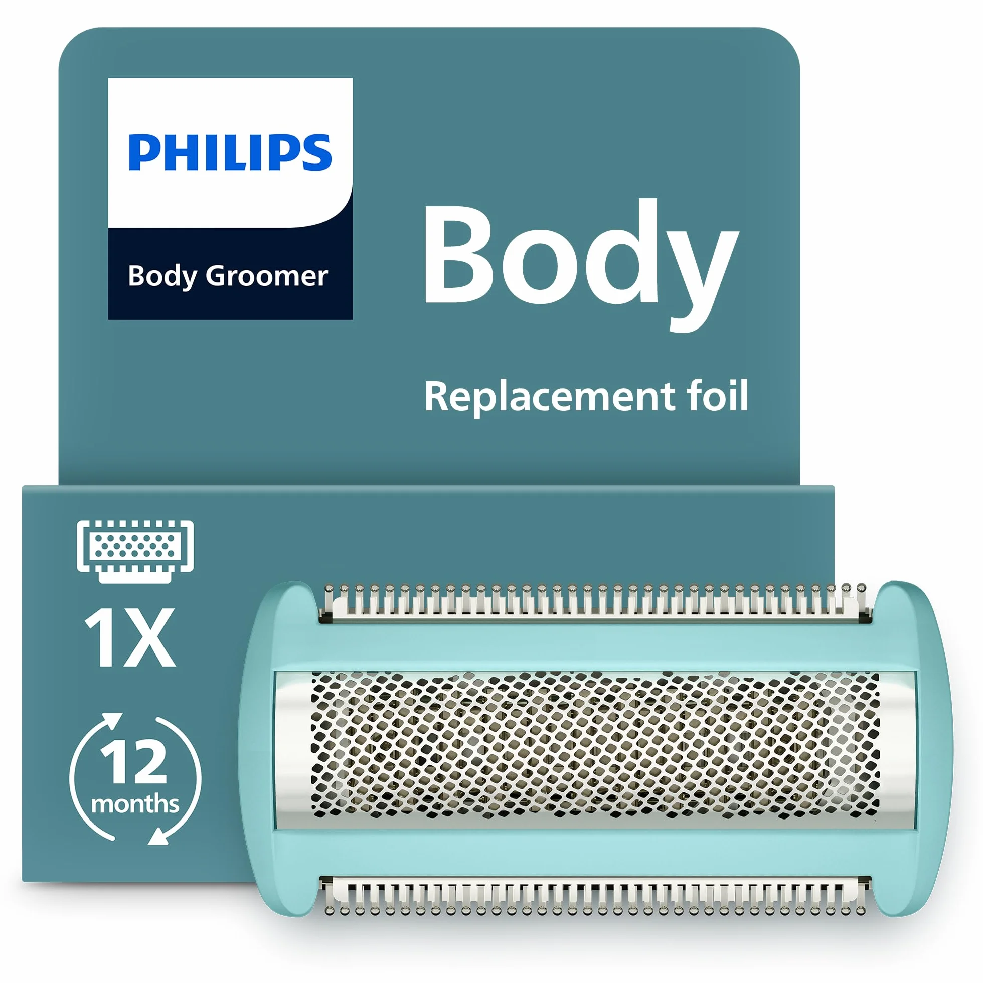 Wymienna folia końcówki trymera do ciała Philips – system Triple Protect, gładkie i precyzyjne golenie, 100% wodoodporności, model BG2010/43