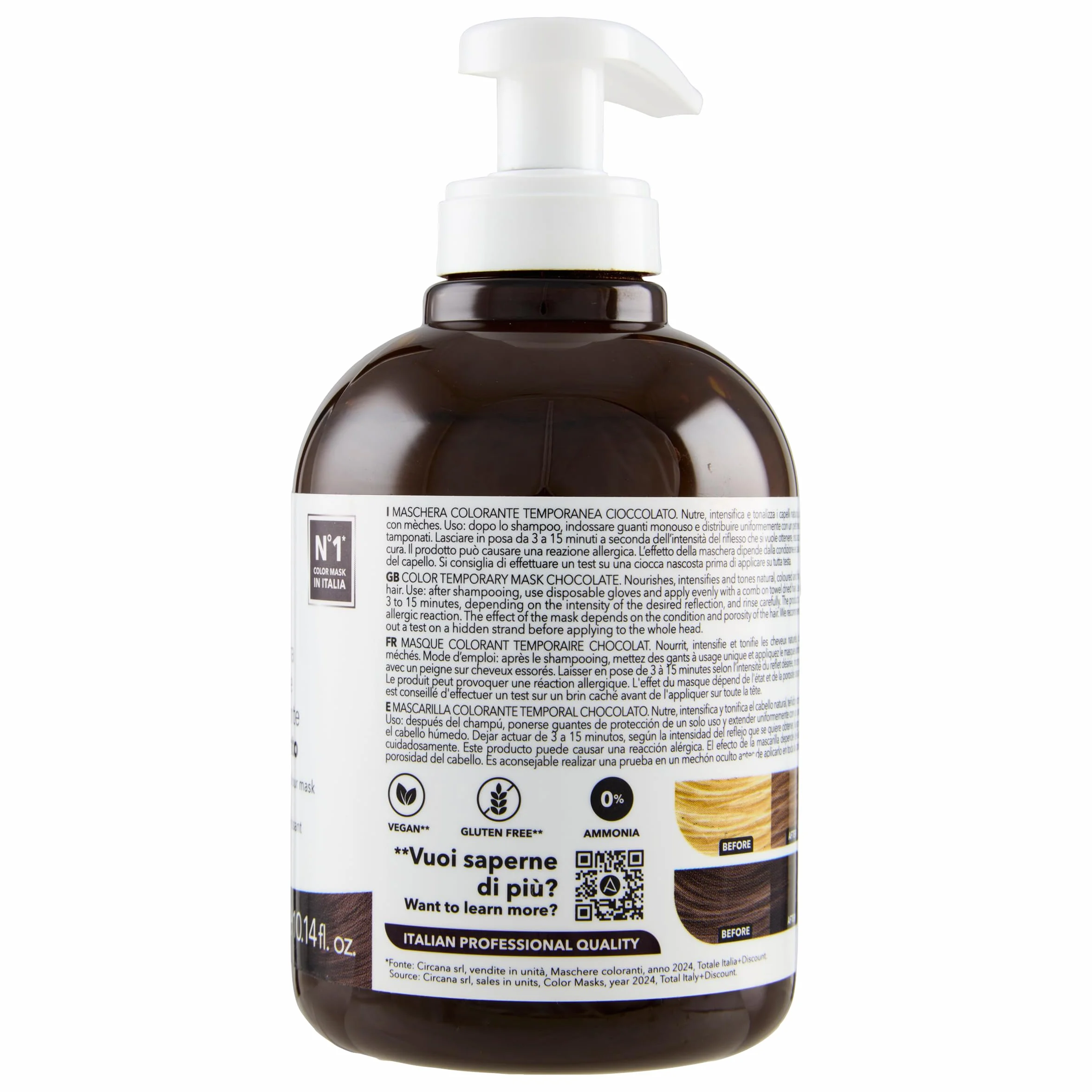 Alama Professional S.O.S Color&Go maska, odblaskowa i ożywcza maska koloryzująca, brązowa, 300 ml
