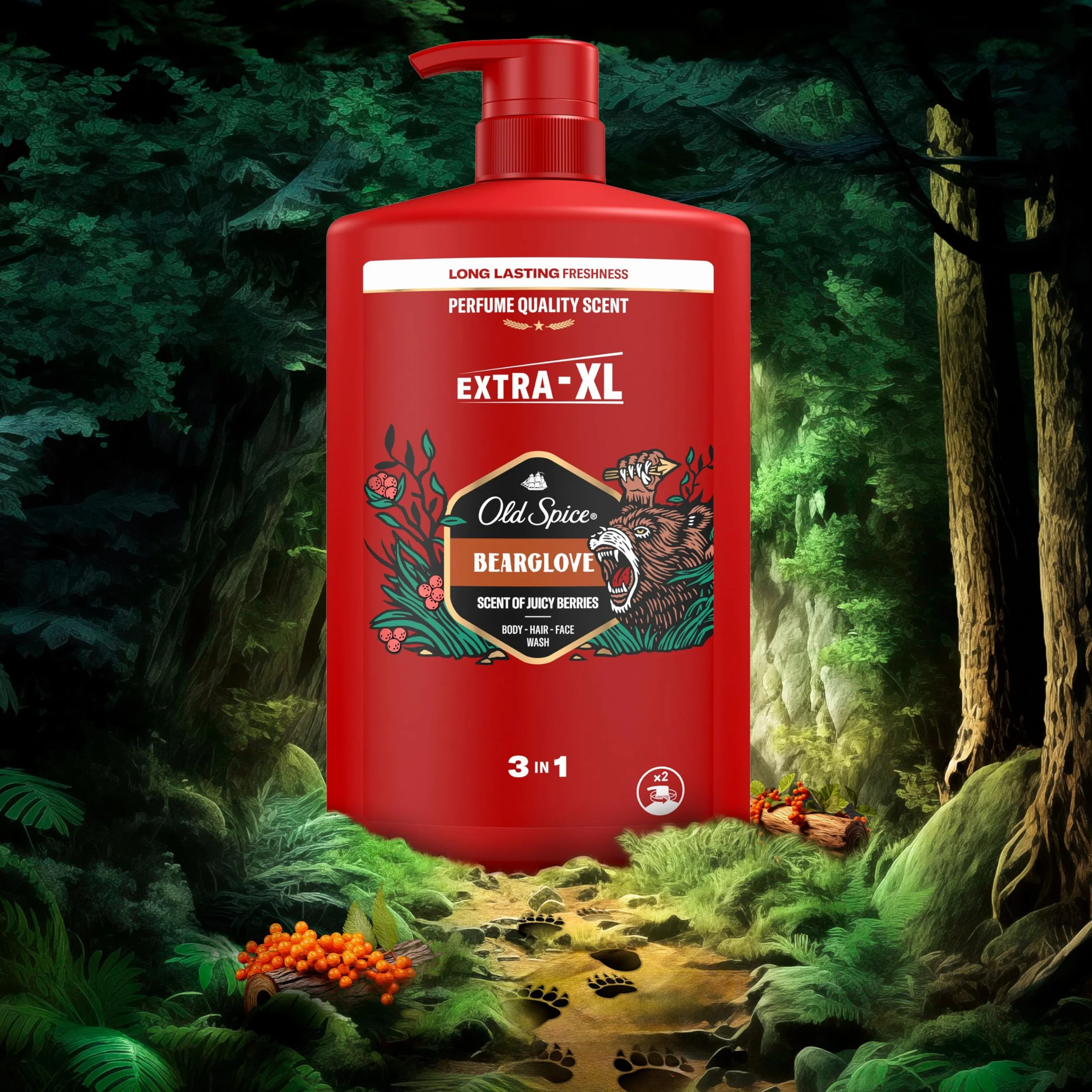 Old Spice Bearglove Żel pod prysznic i szampon dla mężczyzn 1000ml, uniwersalna formuła 3 w 1 do mycia ciała, włosów i twarzy, długotrwała świeżość, głębokie oczyszczanie
