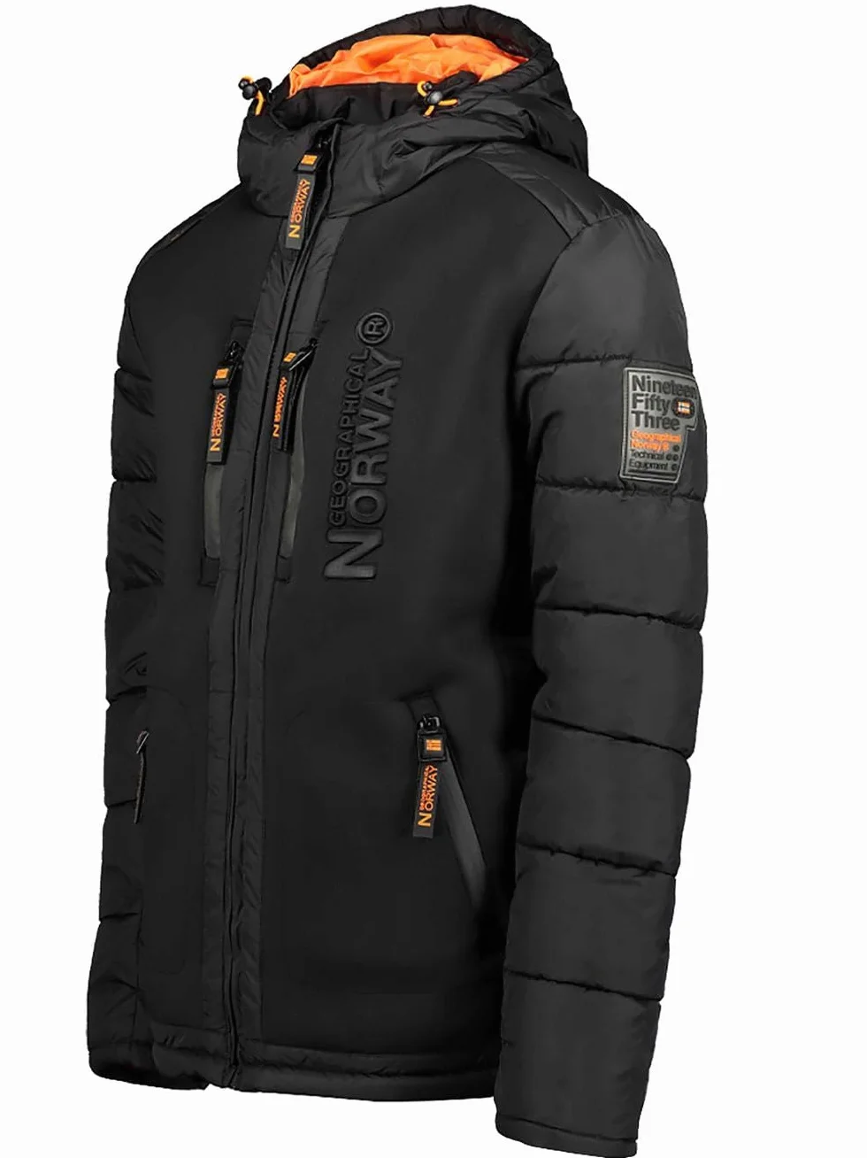 Geographical Norway męska pikowana kurtka zimowa z kapturem – ciepła kurtka Anorak S-7XL Outdoor SKI snowboard kurtka z kapturem na zimę/jesień w zestawie z Beanie UD