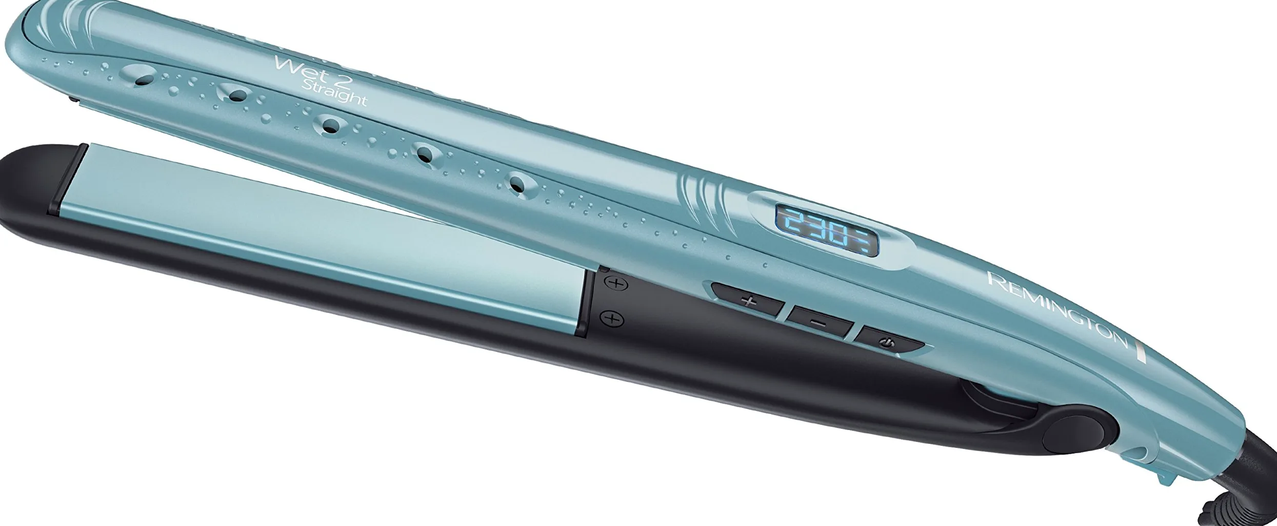 Remington prostownica do włosów, do użytku na mokro i na sucho - do suszenia i prostowania włosów, zintegrowane odżywki zapobiegające puszeniu, wyświetlacz LCD, 140-230°C, Wet2Straight S7300