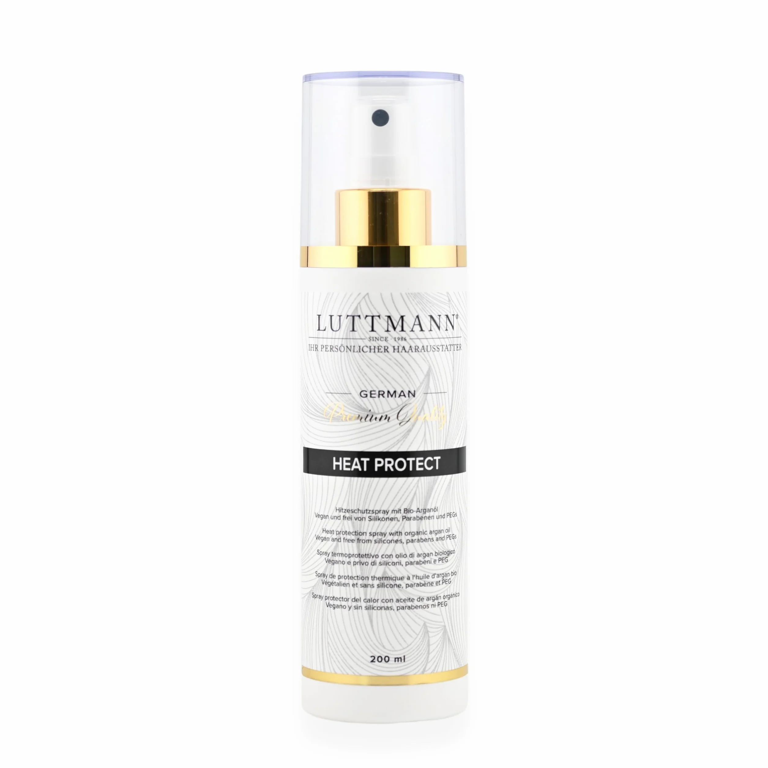 Heat Protect Spray 200 ml - Spray ochronny przed wysoką temperaturą z organicznym olejem arganowym do przedłużek, peruk, tresek i naturalnych włosów - Wyprodukowano w Niemczech
