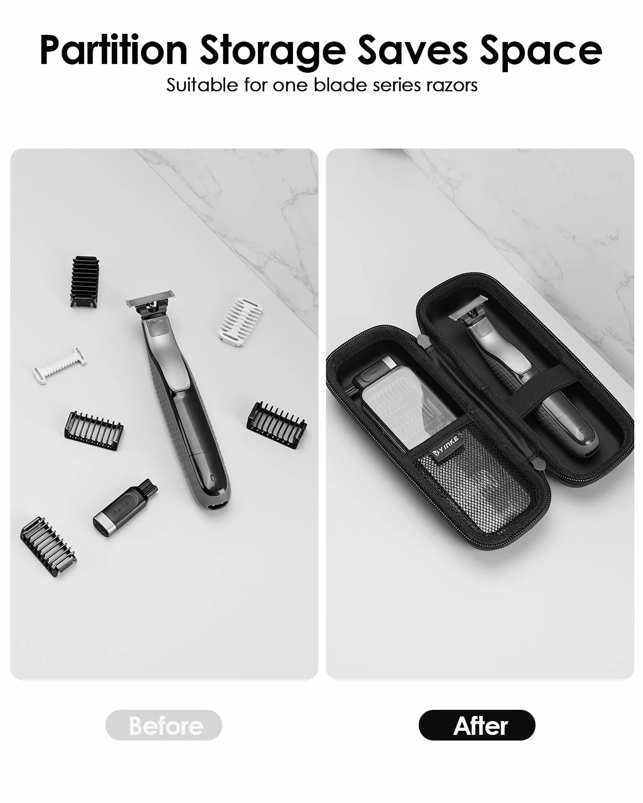 Yinke Torba na golarkę elektryczną O Blade QP2734 QP2724 QP2824 QP6551 QP4631 O Blade Pro 360, torba podróżna do Braun Series 3/5/7/9, twarda obudowa podróżna torba transportowa, czarny, klasyczny