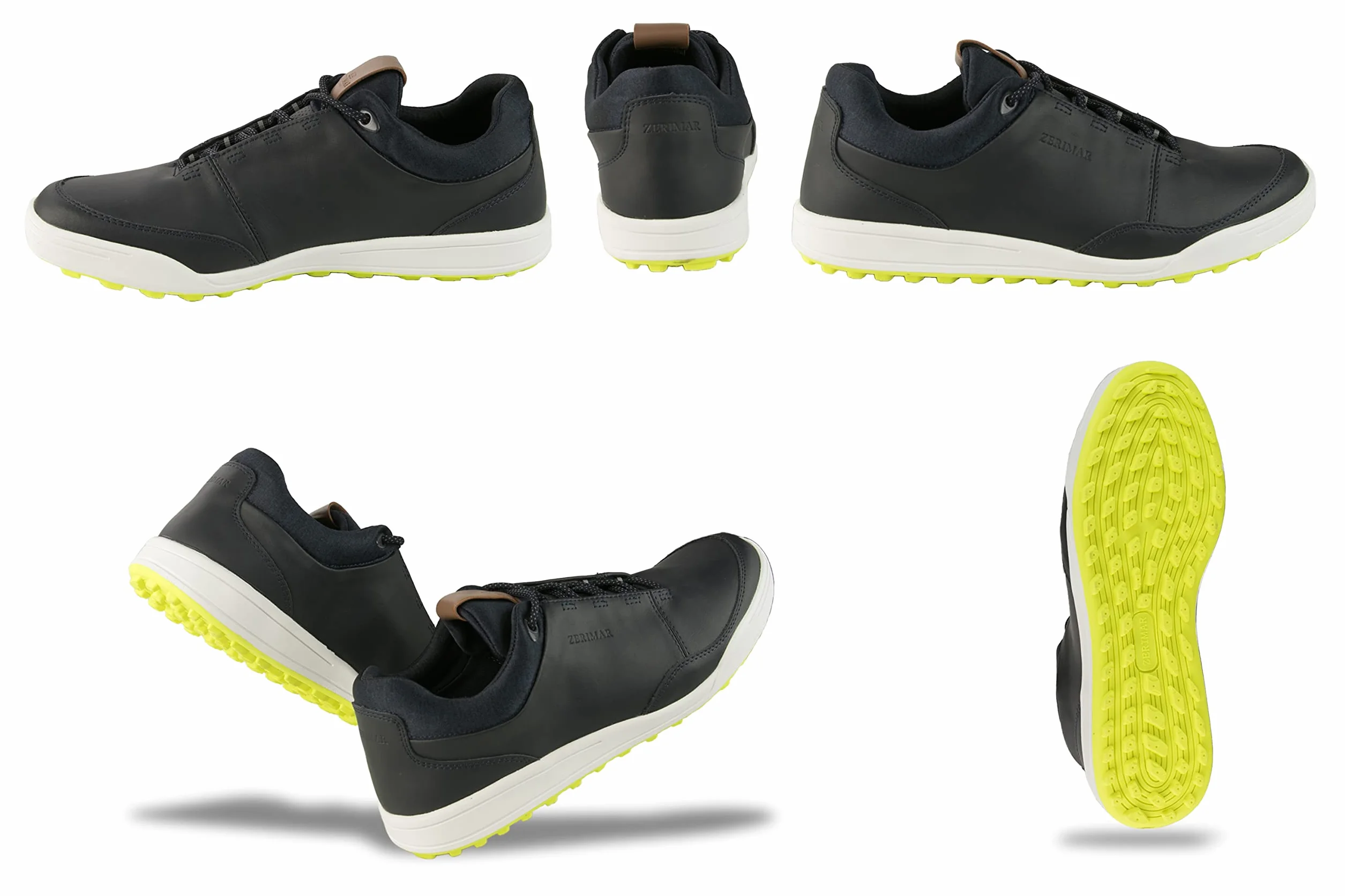 Zerimar Męskie kapcie | skórzane buty golfowe | buty golfowe dla mężczyzn | skórzane buty sportowe | kolor:, Niebieska noc., 43 EU