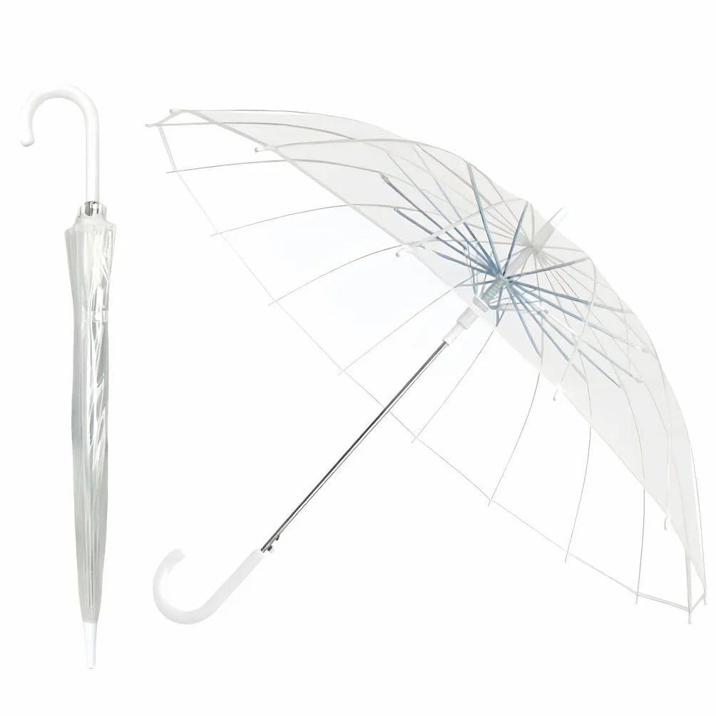 Przezroczysty parasol przeciwdeszczowy, przezroczysty parasol dla dorosłych, idealny na wesele, ukończenie szkoły, zdjęcie - uchwyt J Hook automatycznie otwiera się